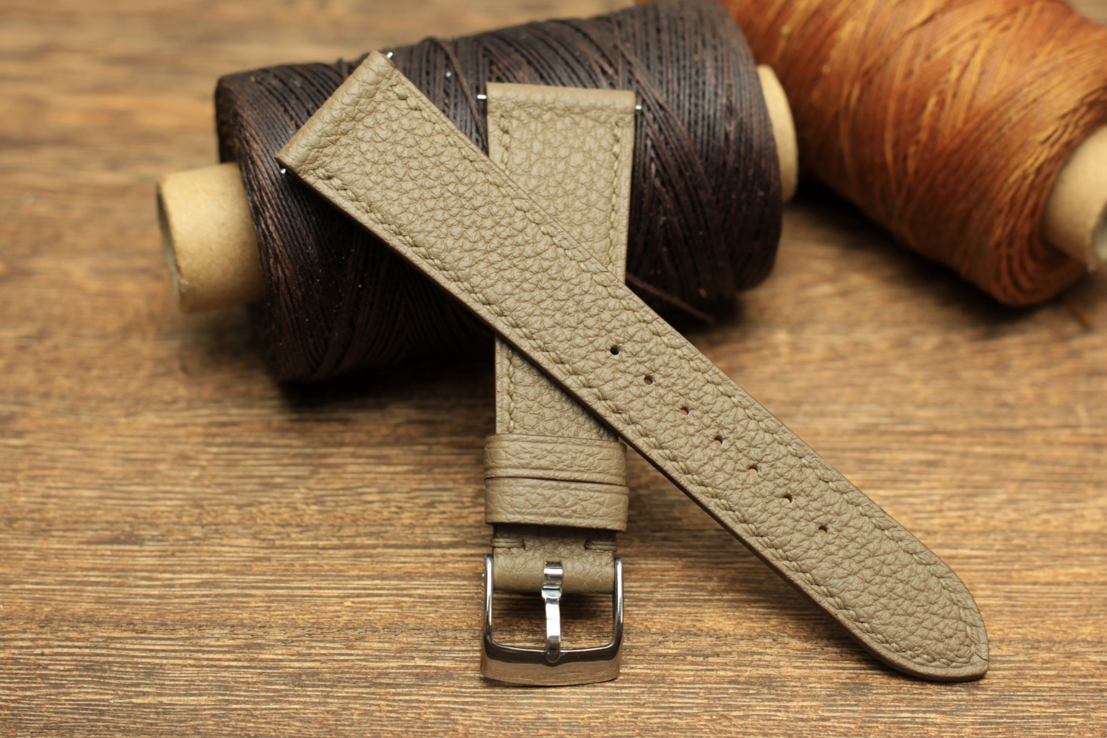 Togo Etoupe Leather Quick Release Watch Strap