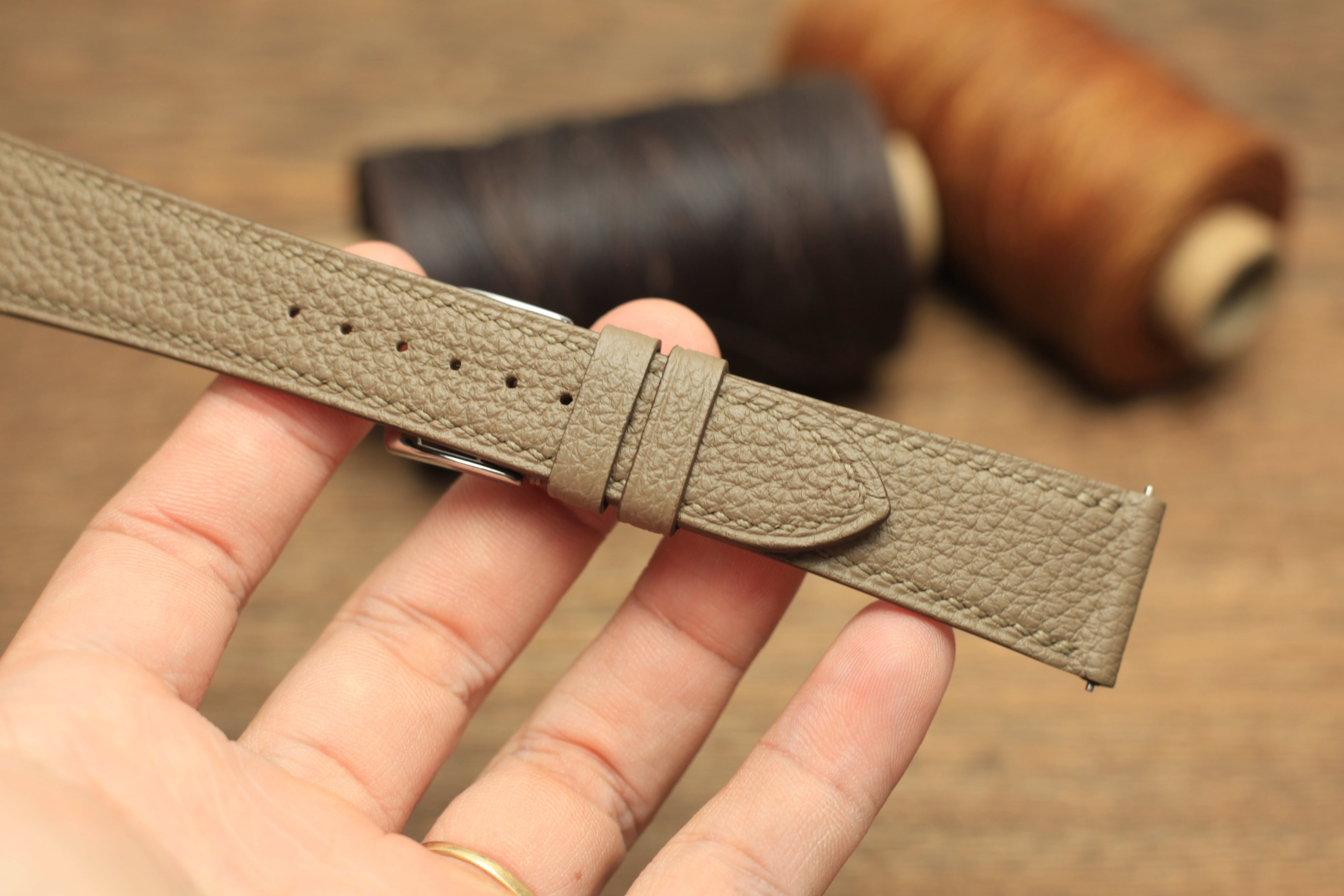 Togo Etoupe Leather Quick Release Watch Strap