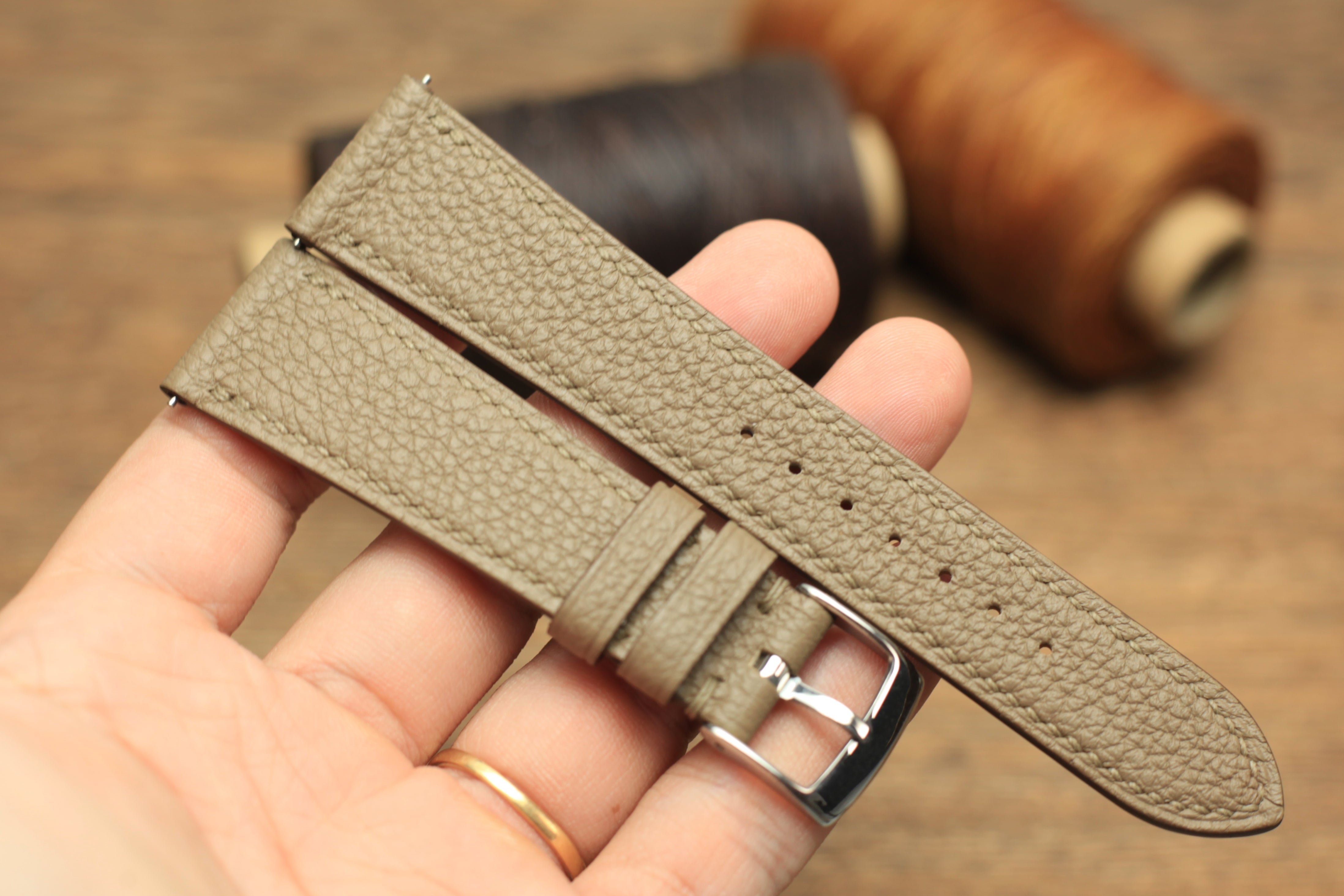 Togo Etoupe Leather Quick Release Watch Strap