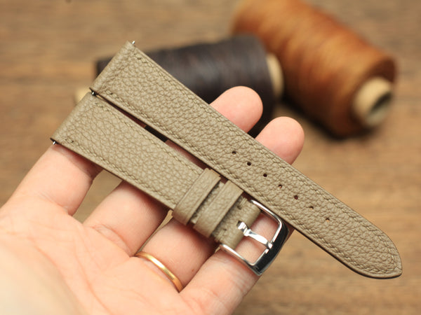 TOGO ETOUPE LEATHER STRAP, HANDMADE WATCH BAND, QUICK RELEASE SPRING BAR