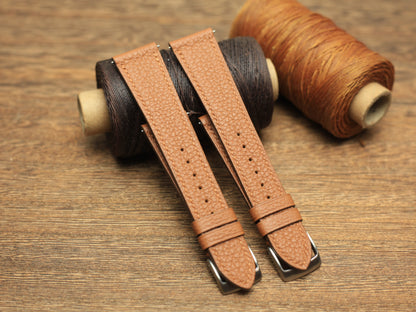 Togo Gold Brown Leather Quick Release Watch Strap