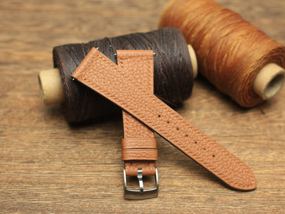 Togo Gold Brown Leather Quick Release Watch Strap