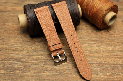Togo Gold Brown Leather Quick Release Watch Strap