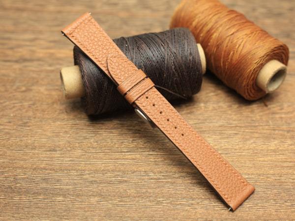 TOGO GOLD BROWN LEATHER STRAP, HANDMADE WATCH BAND, QUICK RELEASE SPRING BAR