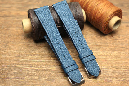 Togo Mallard Blue Leather Quick Release Watch Strap