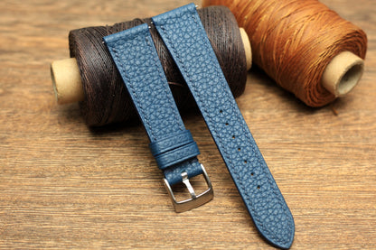 Togo Mallard Blue Leather Quick Release Watch Strap