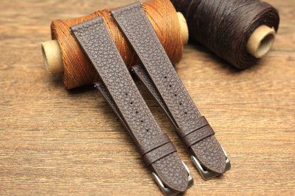 Togo Chocolate Brown Leather Quick Release Watch Strap