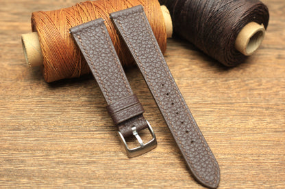 Togo Chocolate Brown Leather Quick Release Watch Strap