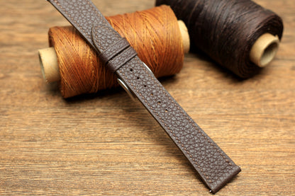 Togo Chocolate Brown Leather Quick Release Watch Strap