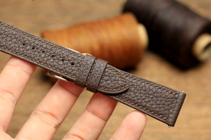 Togo Chocolate Brown Leather Quick Release Watch Strap