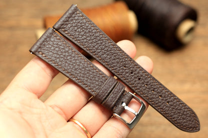 Togo Chocolate Brown Leather Quick Release Watch Strap