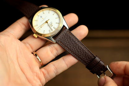 Togo Chocolate Brown Leather Quick Release Watch Strap
