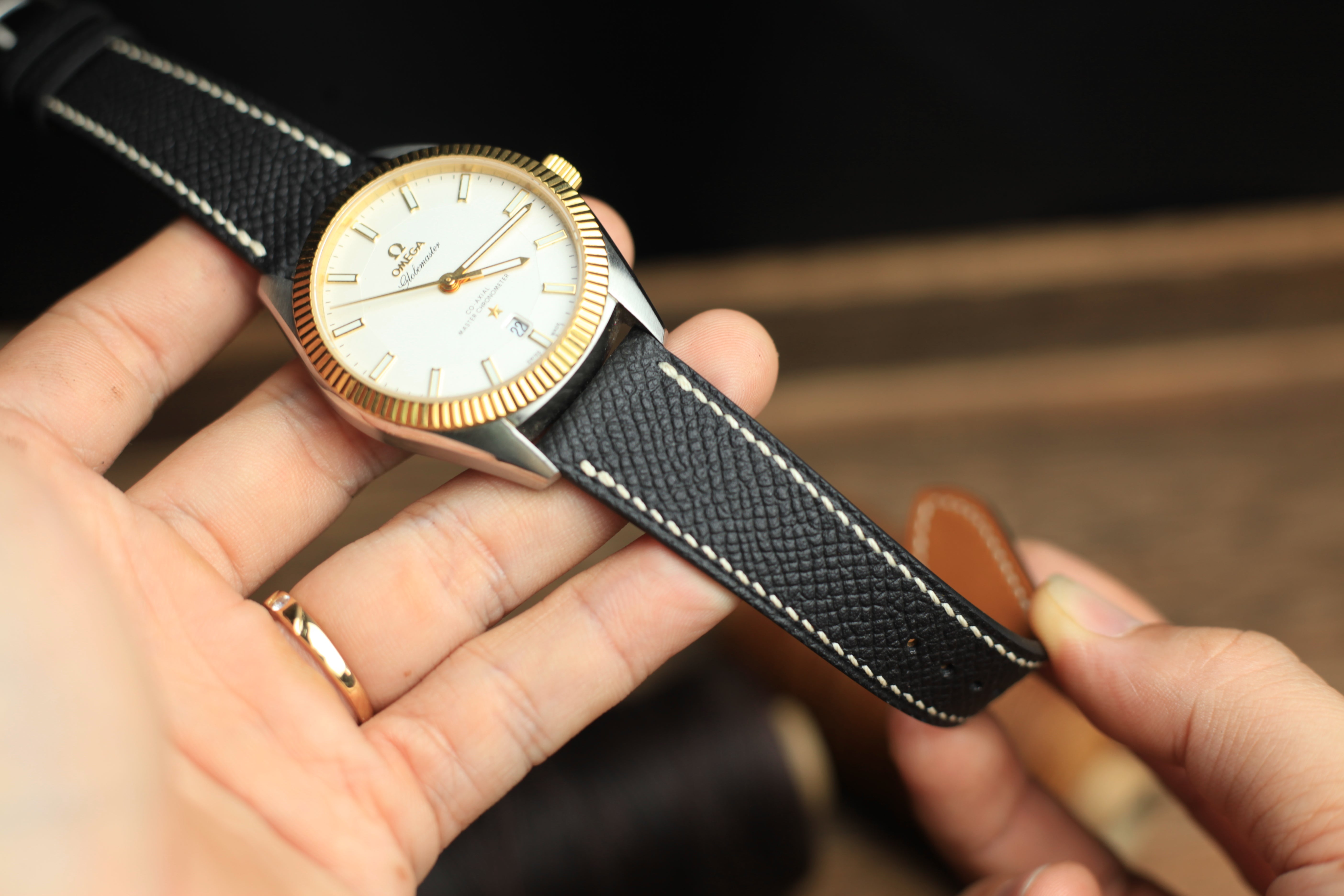 Black Epsom Leather Handmade Watch Strap