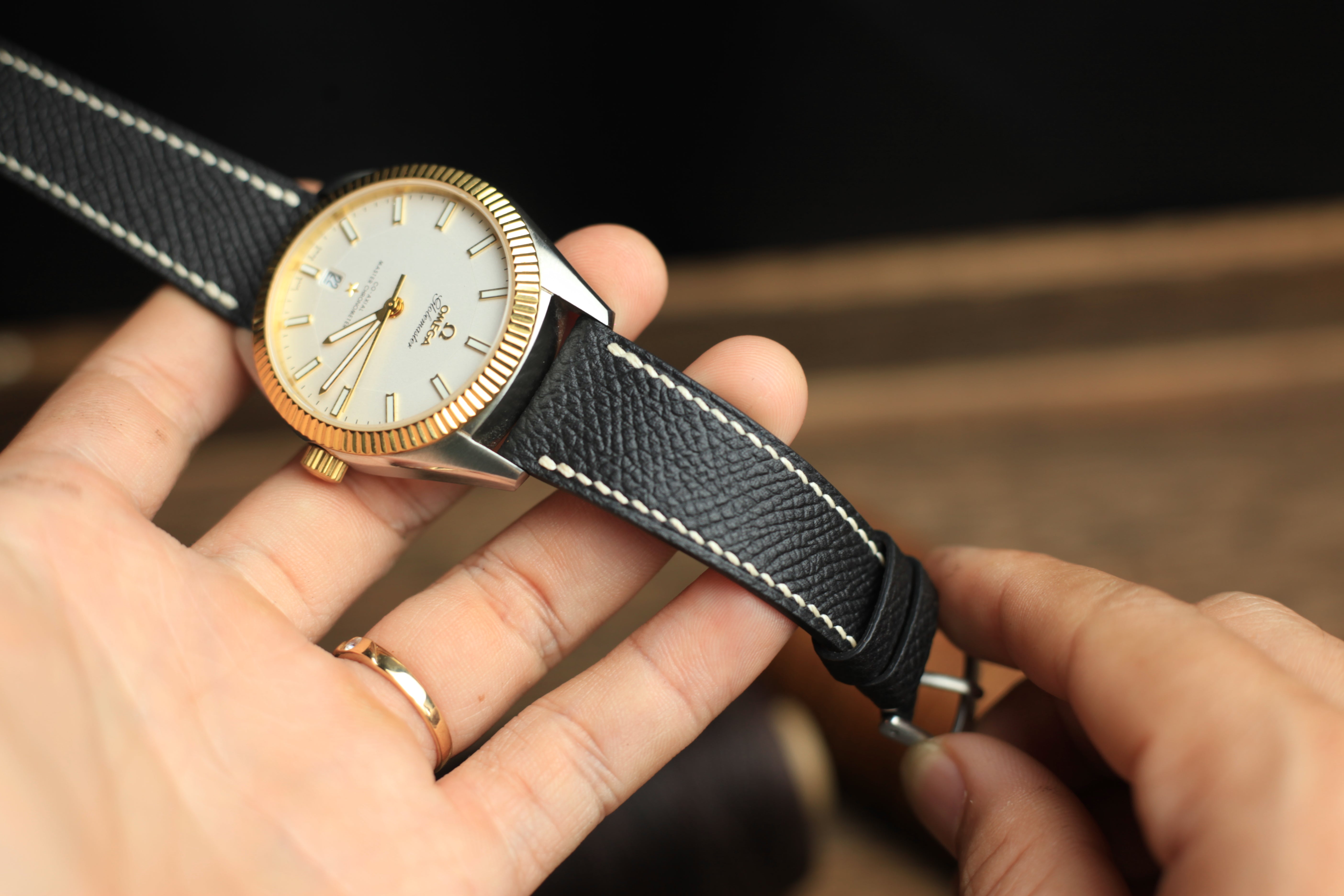 Black Epsom Leather Handmade Watch Strap