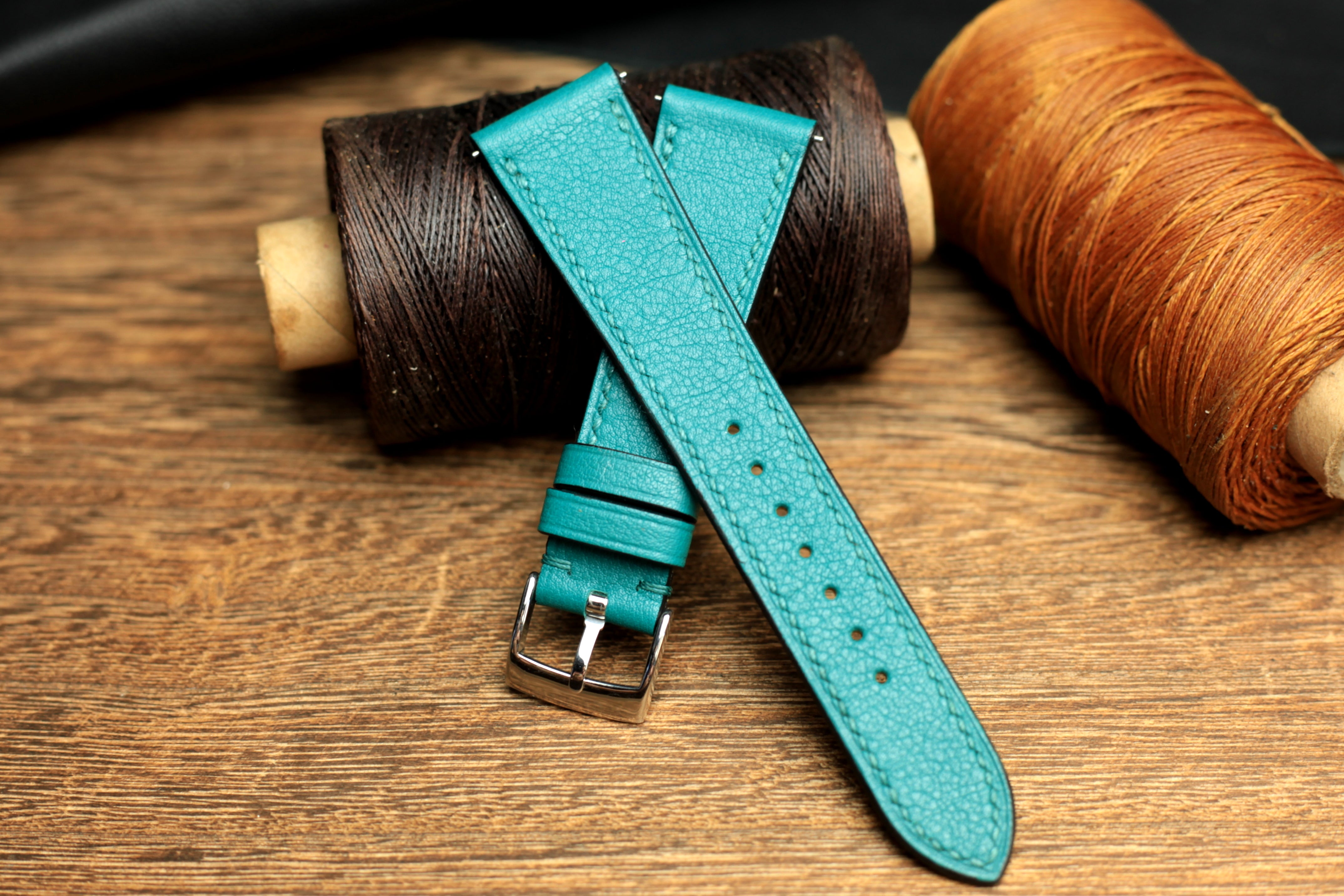 Swift Teal Blue Leather Quick Release Watch Strap