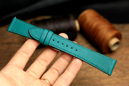 Swift Teal Blue Leather Quick Release Watch Strap