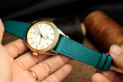 Swift Teal Blue Leather Quick Release Watch Strap