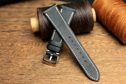 Swift Black Leather Quick Release Watch Strap
