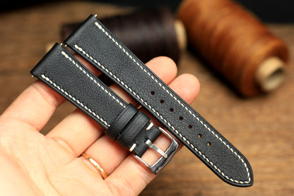 Swift Black Leather Quick Release Watch Strap