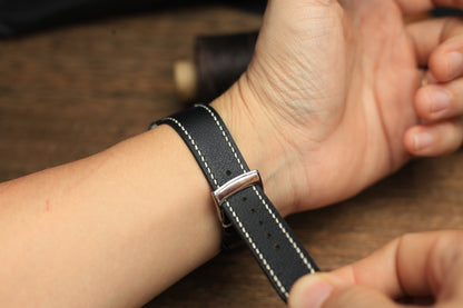 Swift Black Leather Quick Release Watch Strap