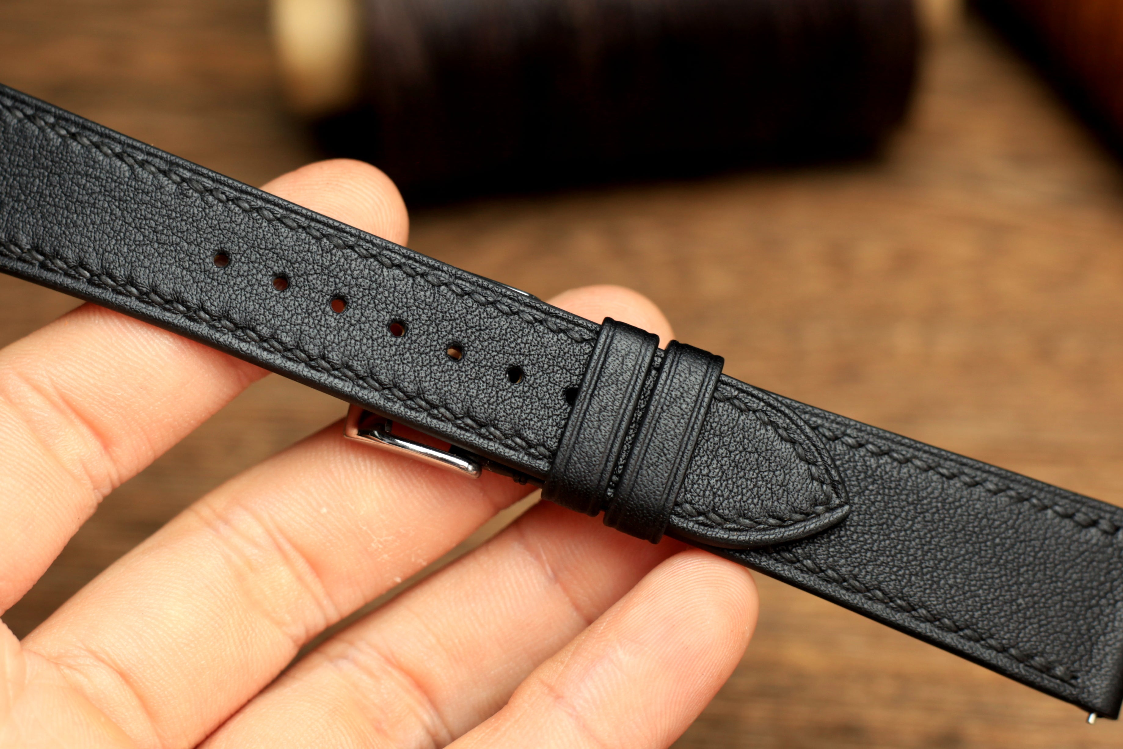 Swift Black Leather Quick Release Watch Strap