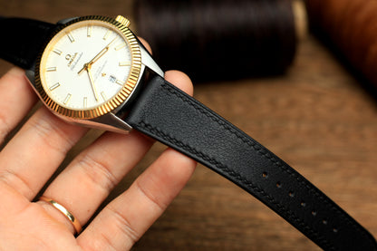 Swift Black Leather Quick Release Watch Strap
