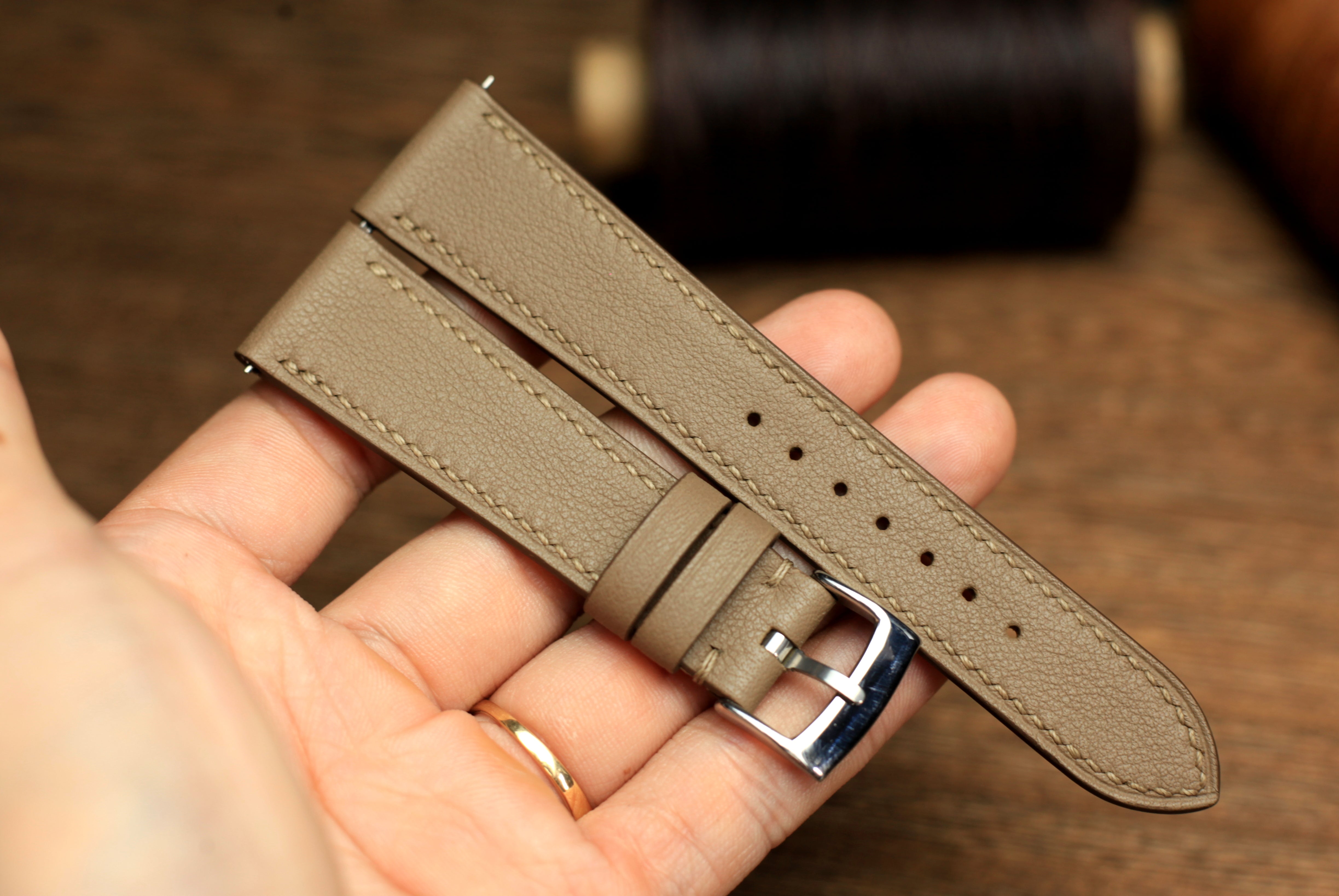Swift Etoupe Leather Quick Release Watch Strap
