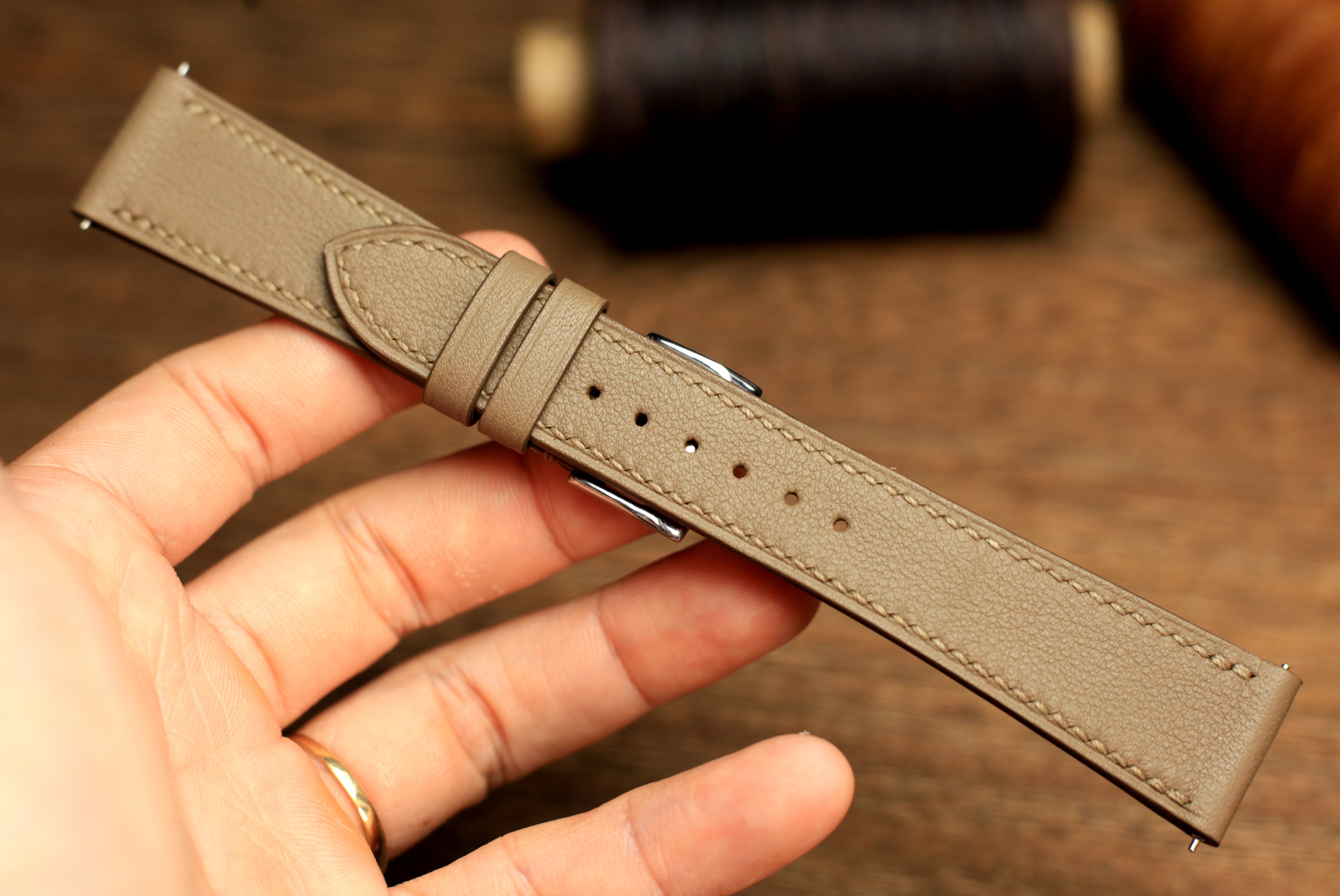 Swift Etoupe Leather Quick Release Watch Strap
