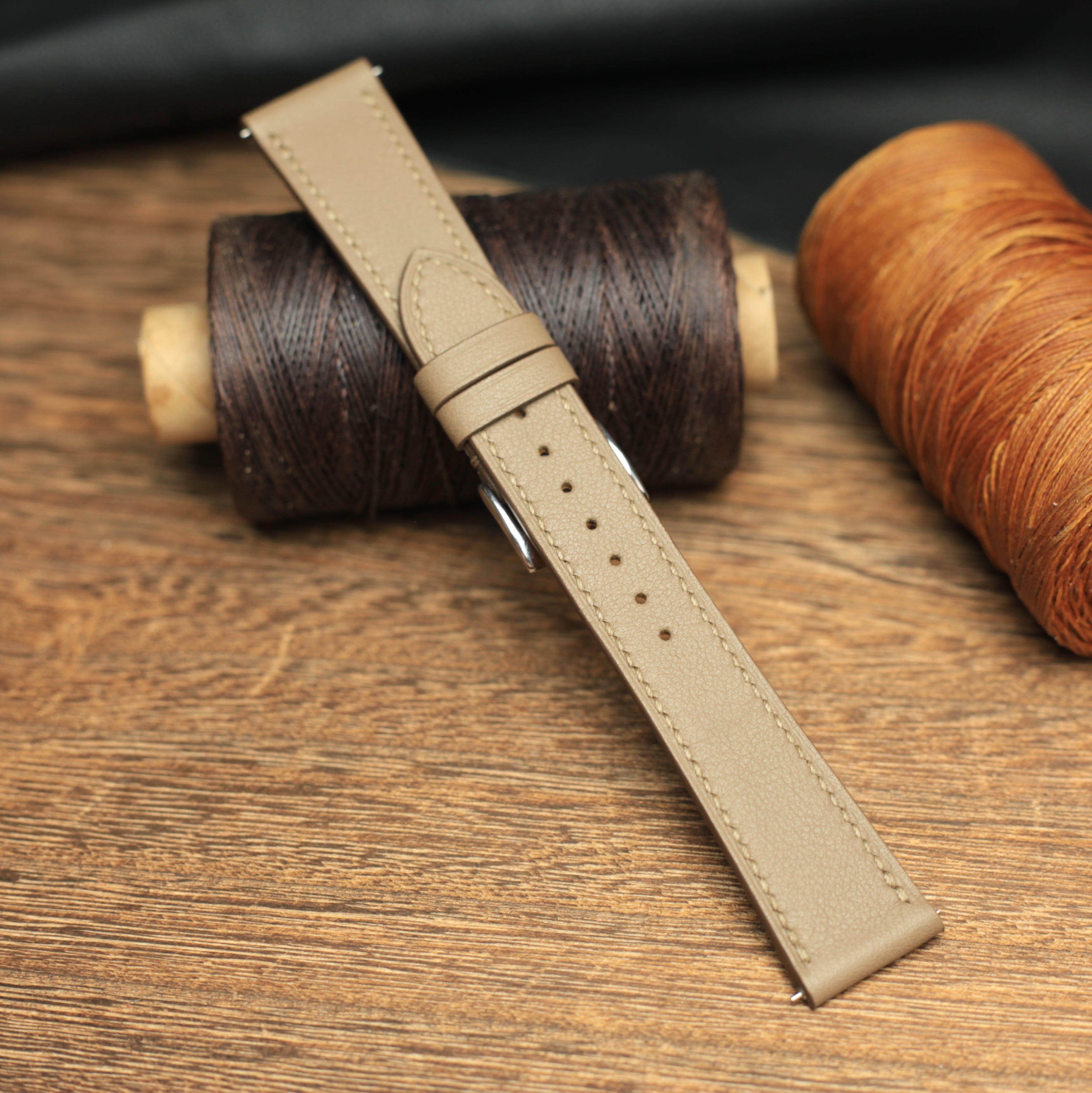 Swift Etoupe Leather Quick Release Watch Strap