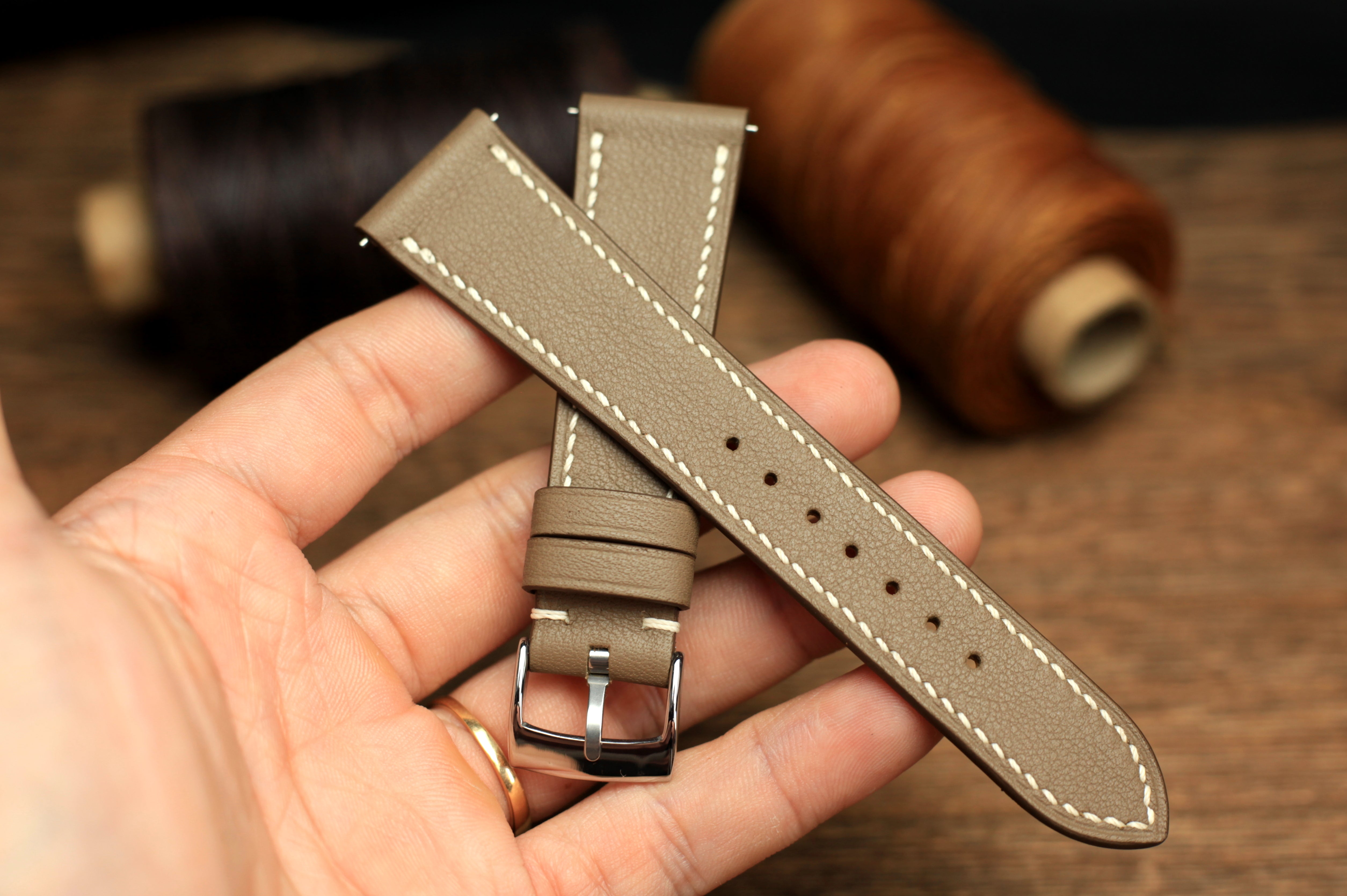 Swift Etoupe Leather Quick Release Watch Strap