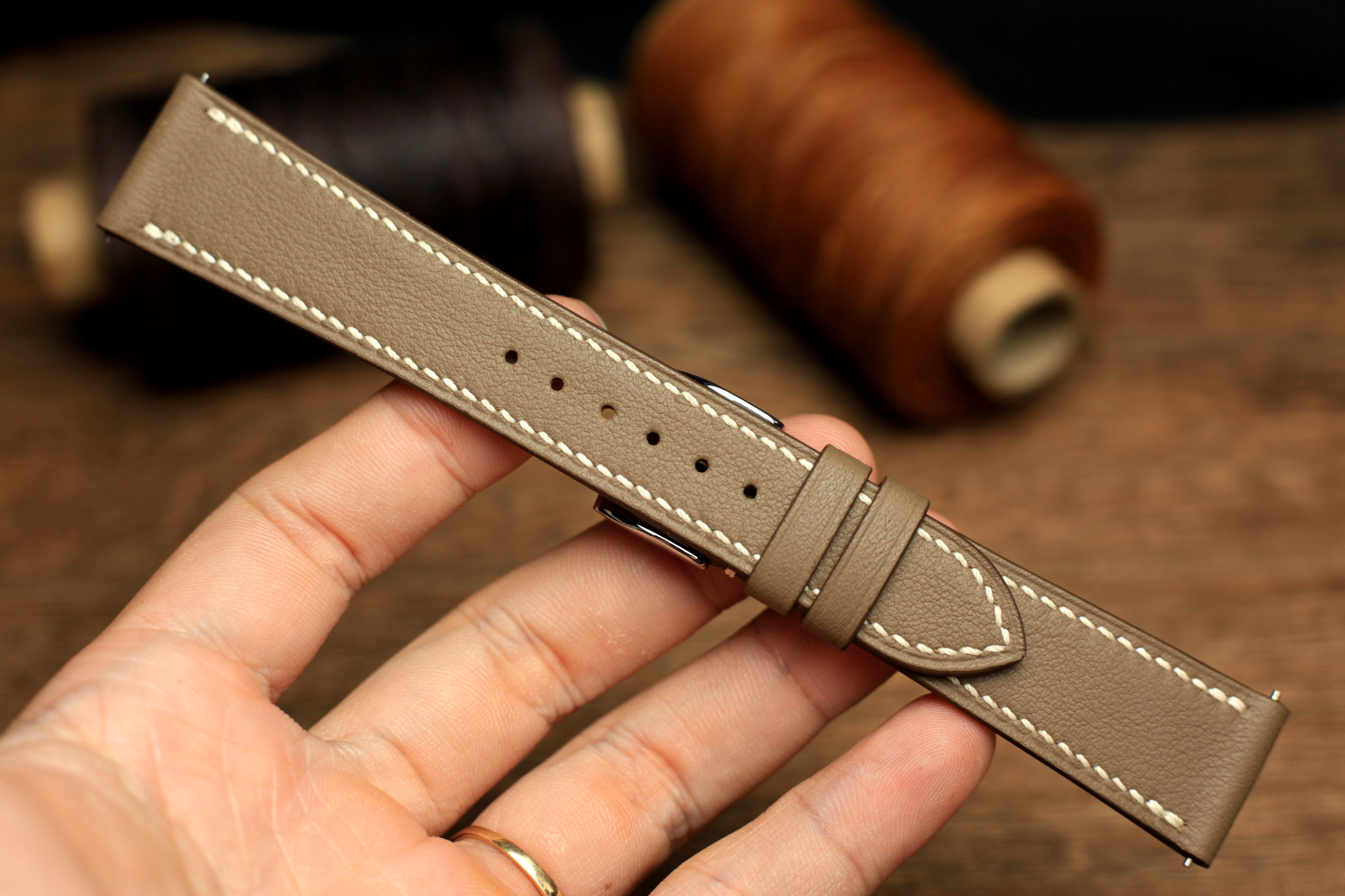 Swift Etoupe Leather Quick Release Watch Strap