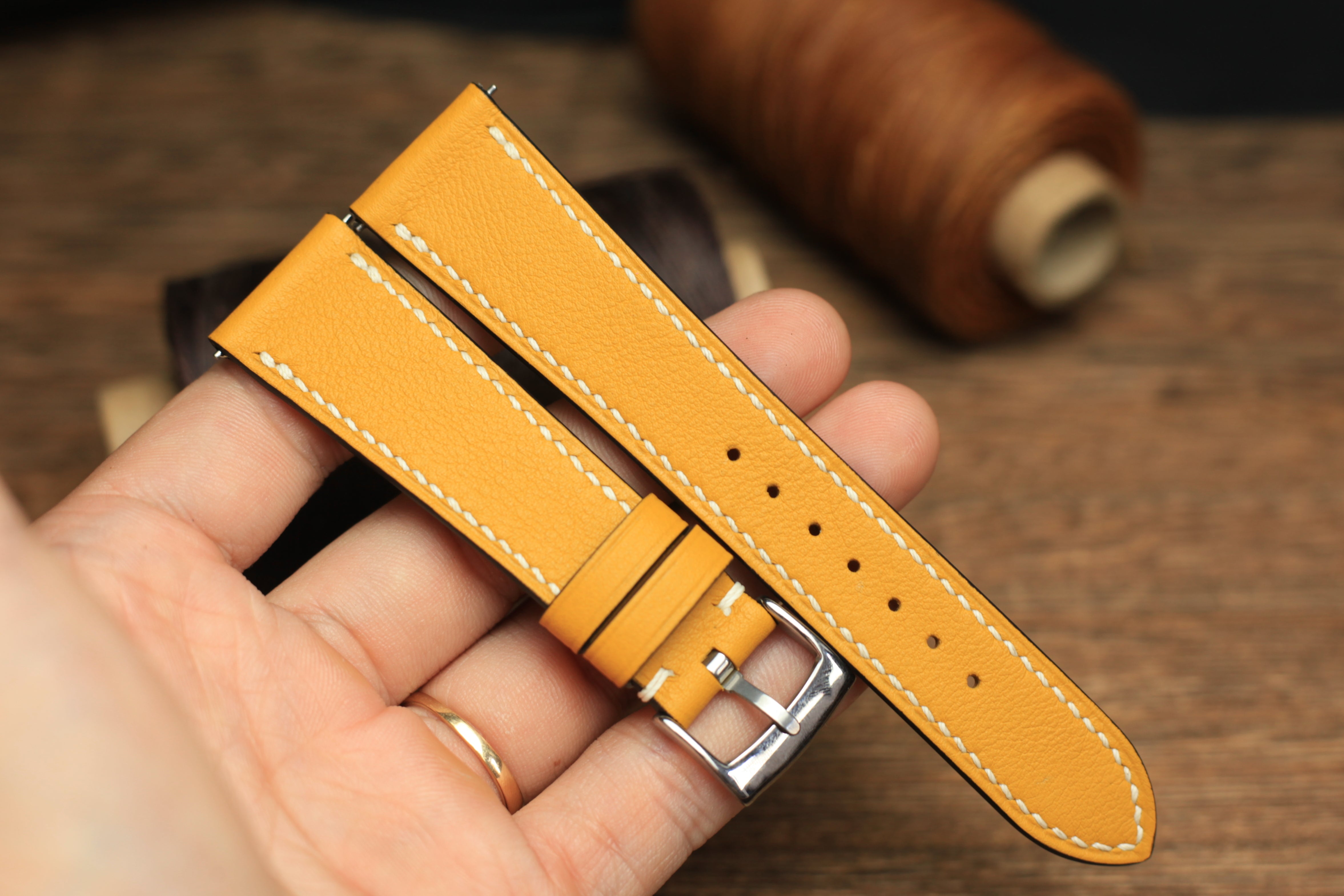 Swift Yellow Stone Leather Quick Release Watch Strap