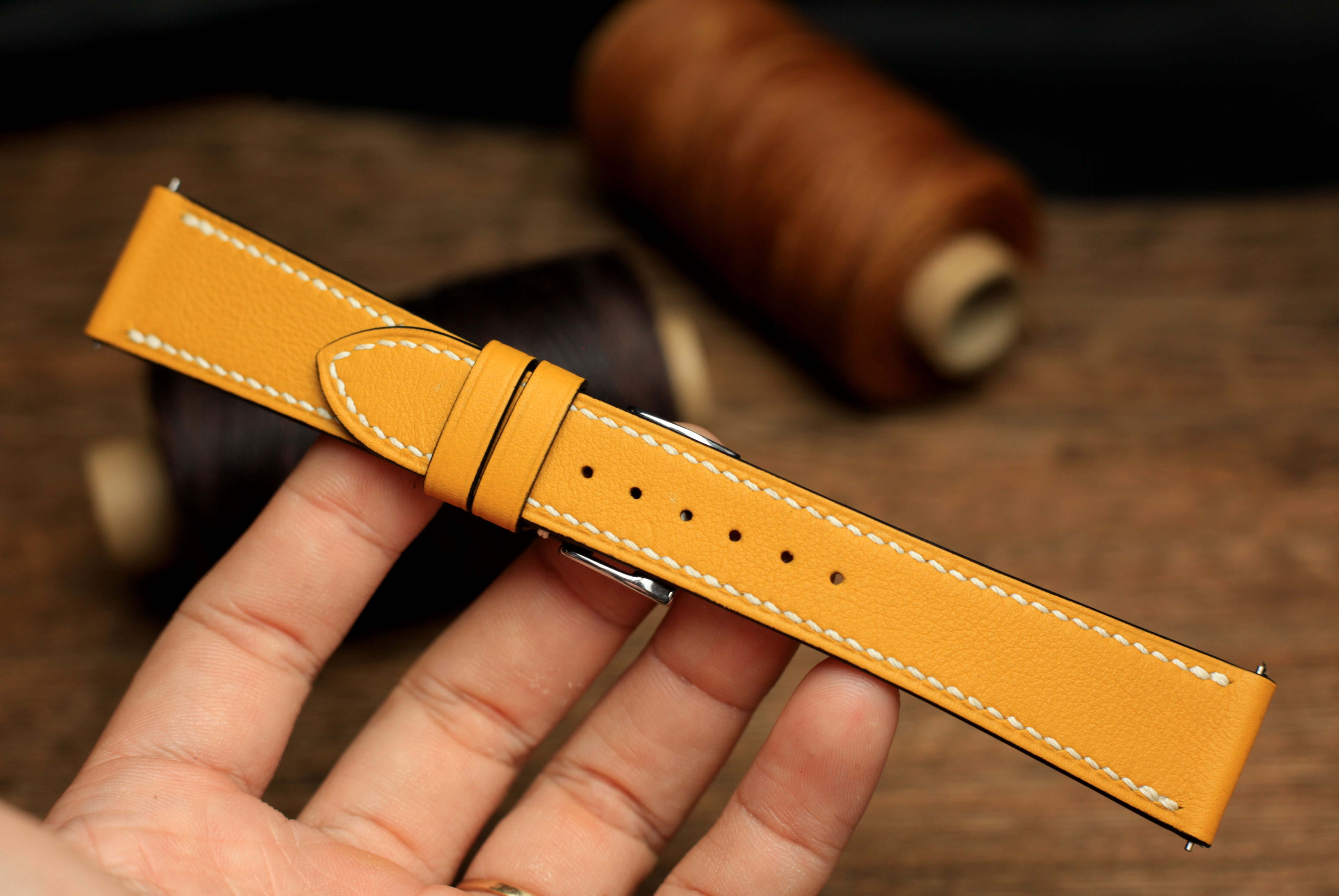 Swift Yellow Stone Leather Quick Release Watch Strap
