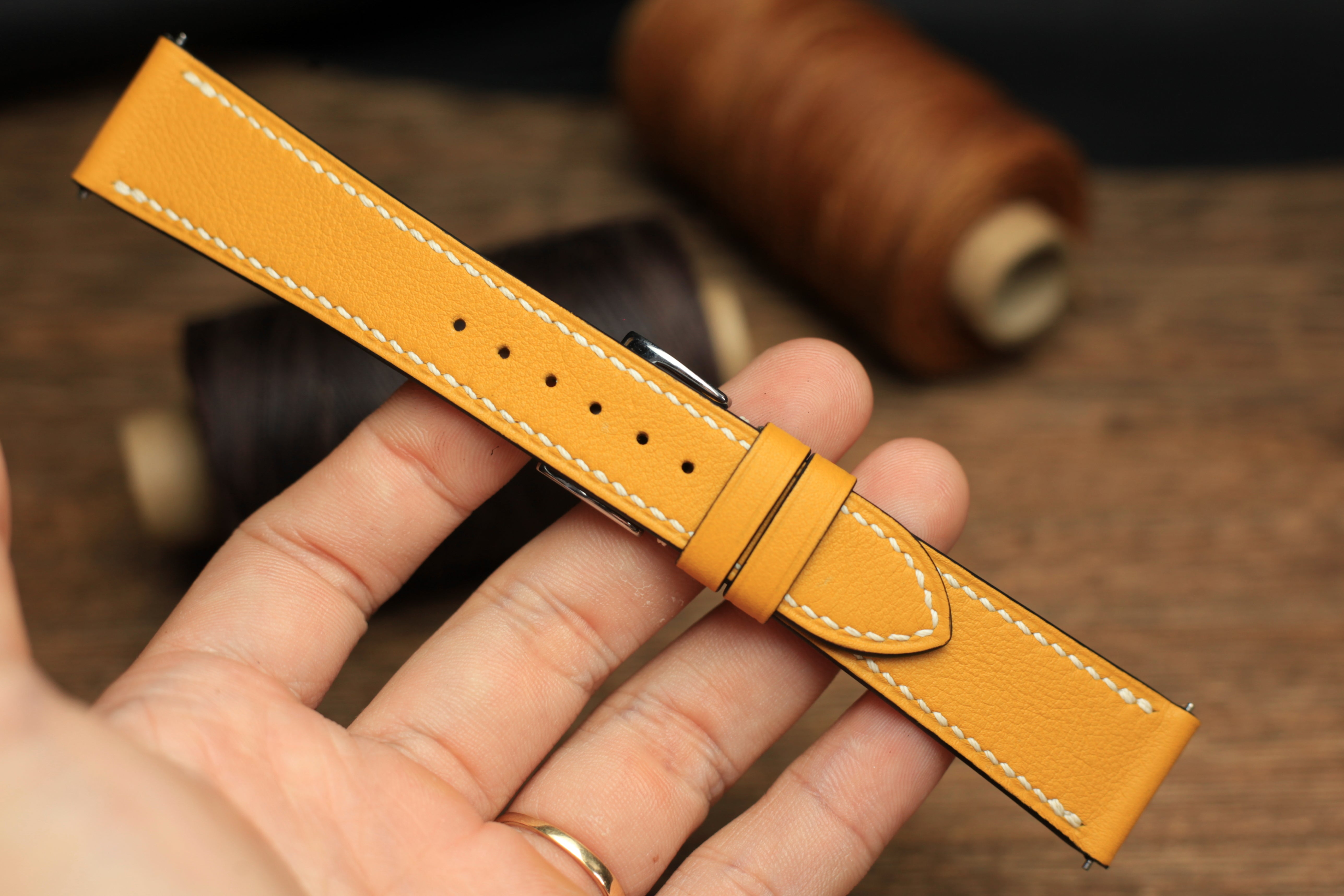 Swift Yellow Stone Leather Quick Release Watch Strap