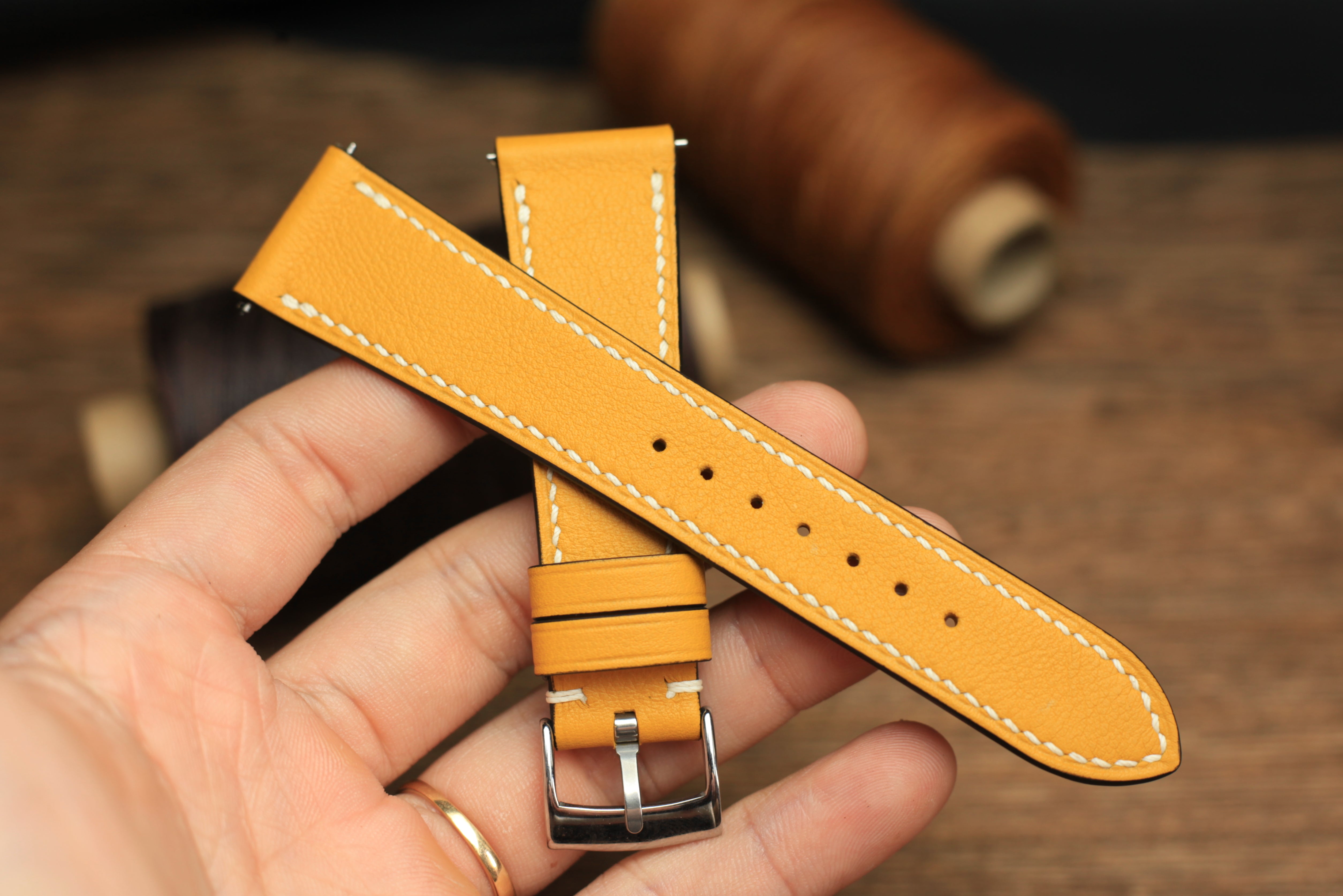 Swift Yellow Stone Leather Quick Release Watch Strap