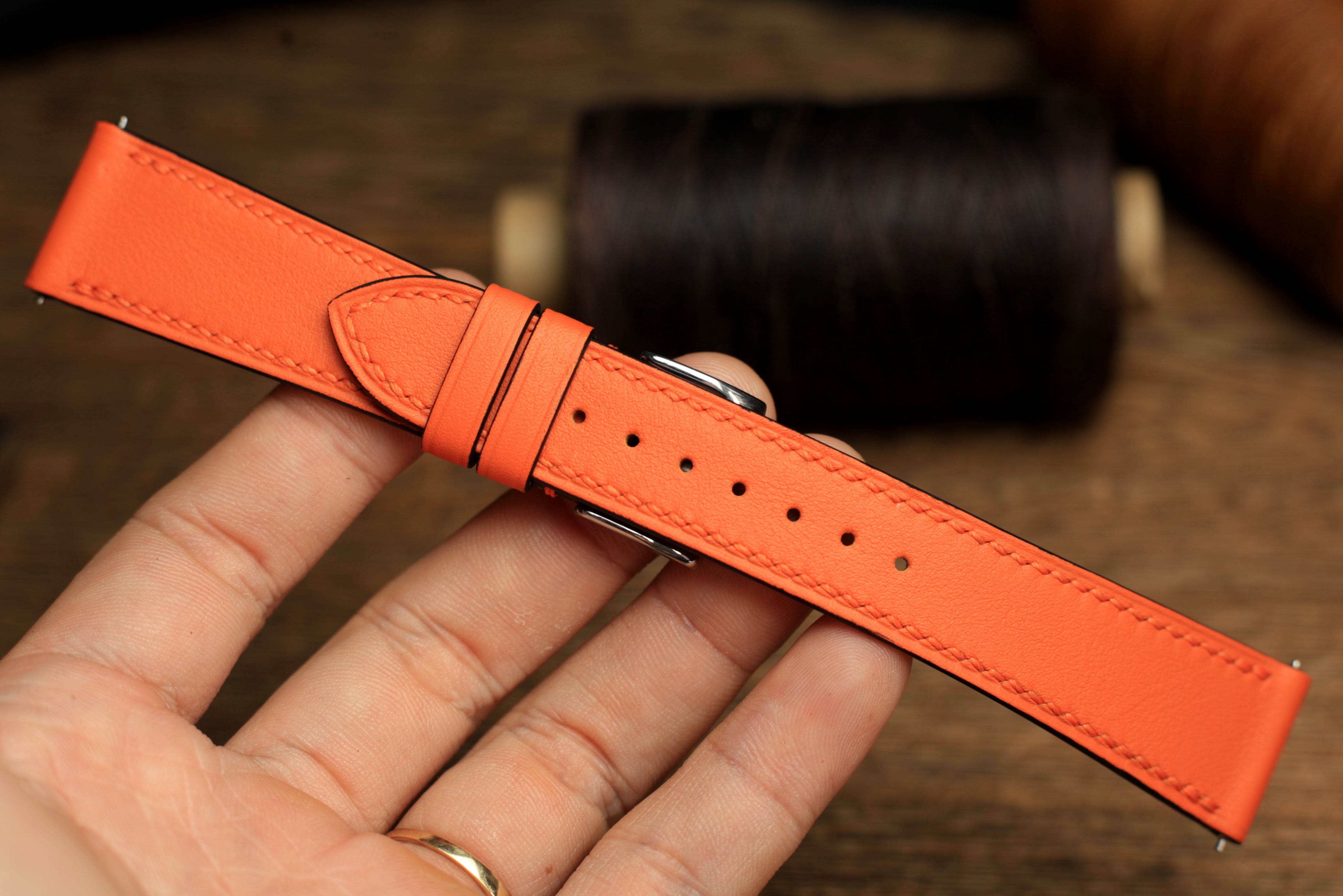 Swift Orange Leather Quick Release Watch Strap