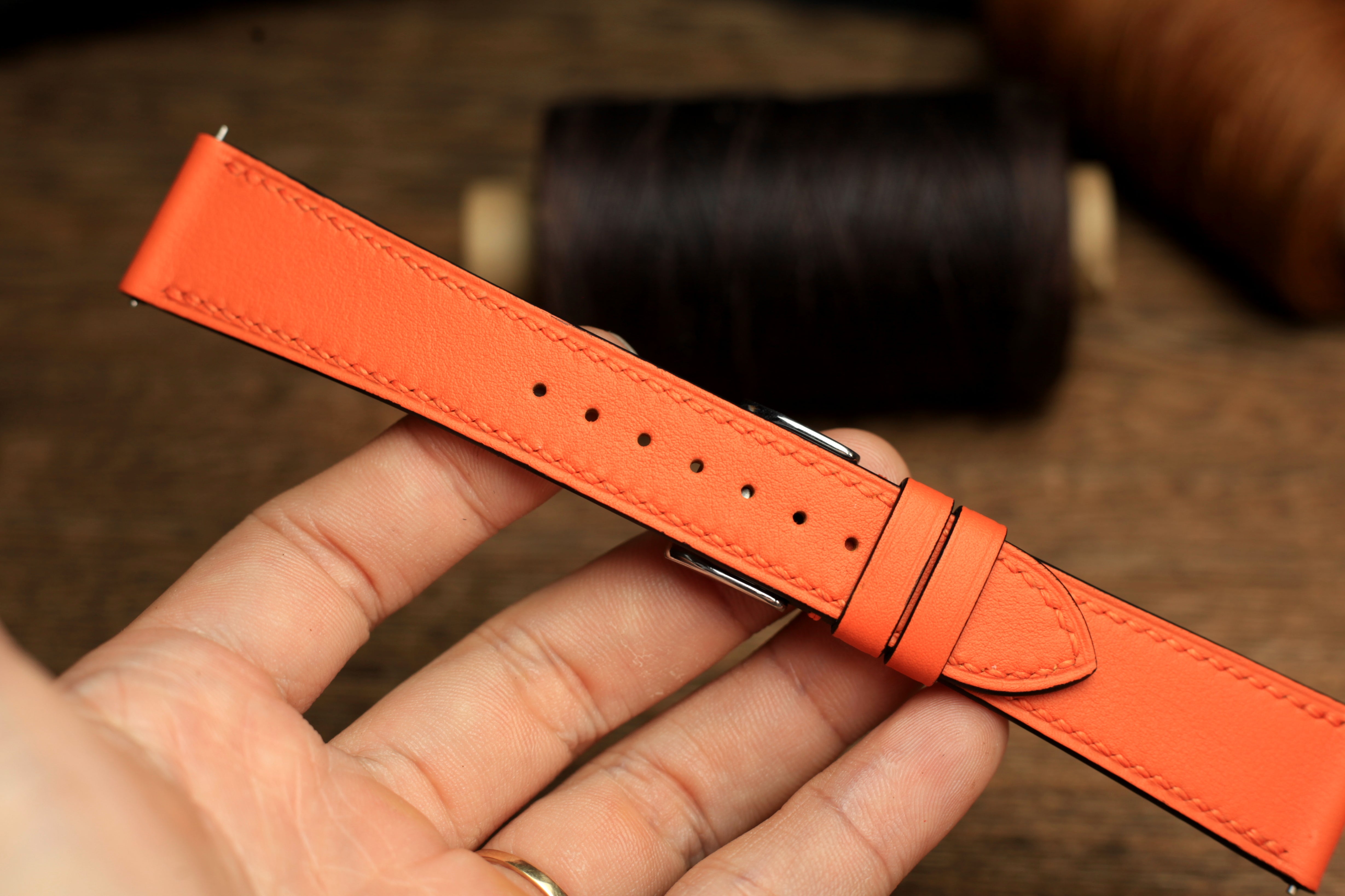 Swift Orange Leather Quick Release Watch Strap