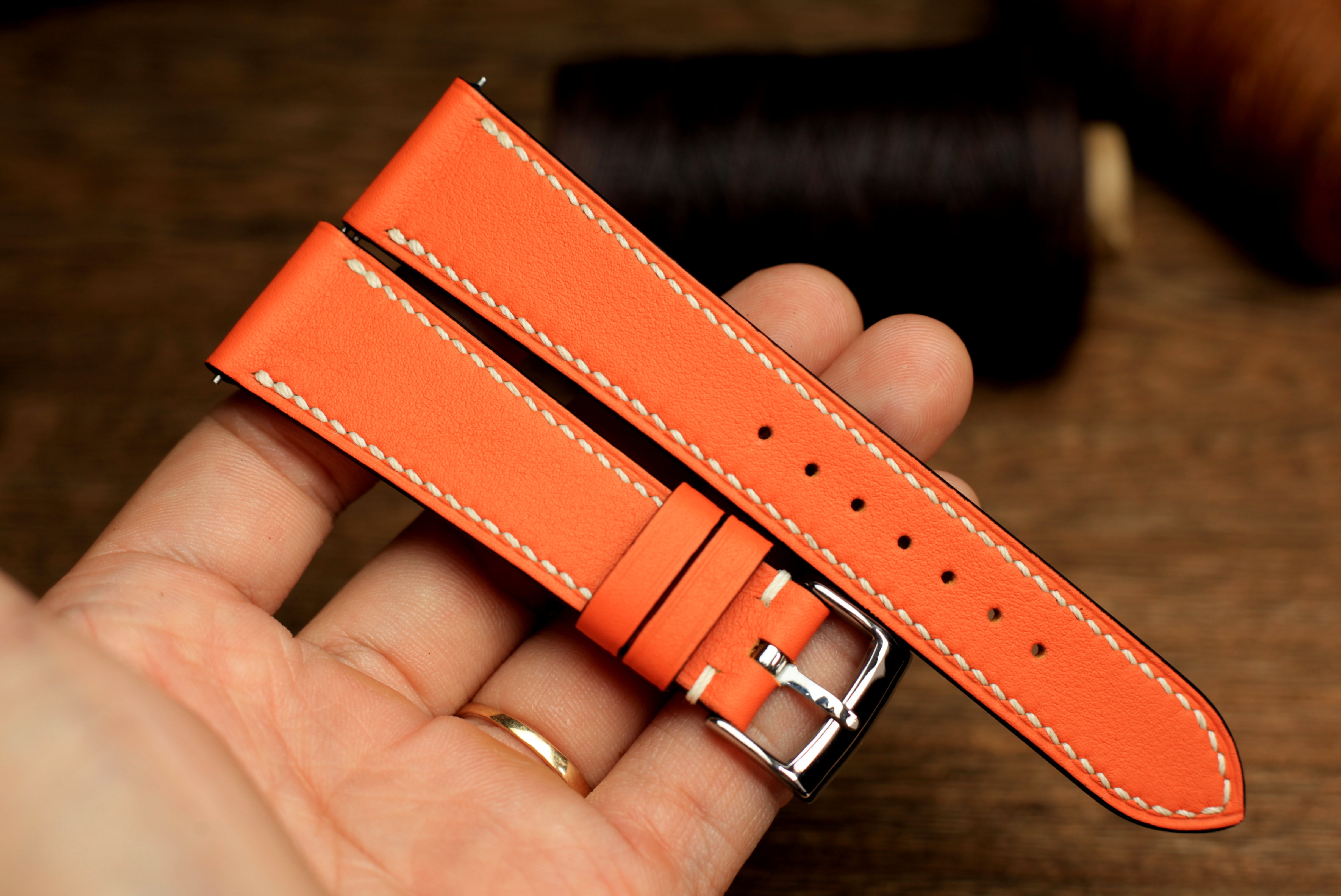 Swift Orange Leather Quick Release Watch Strap