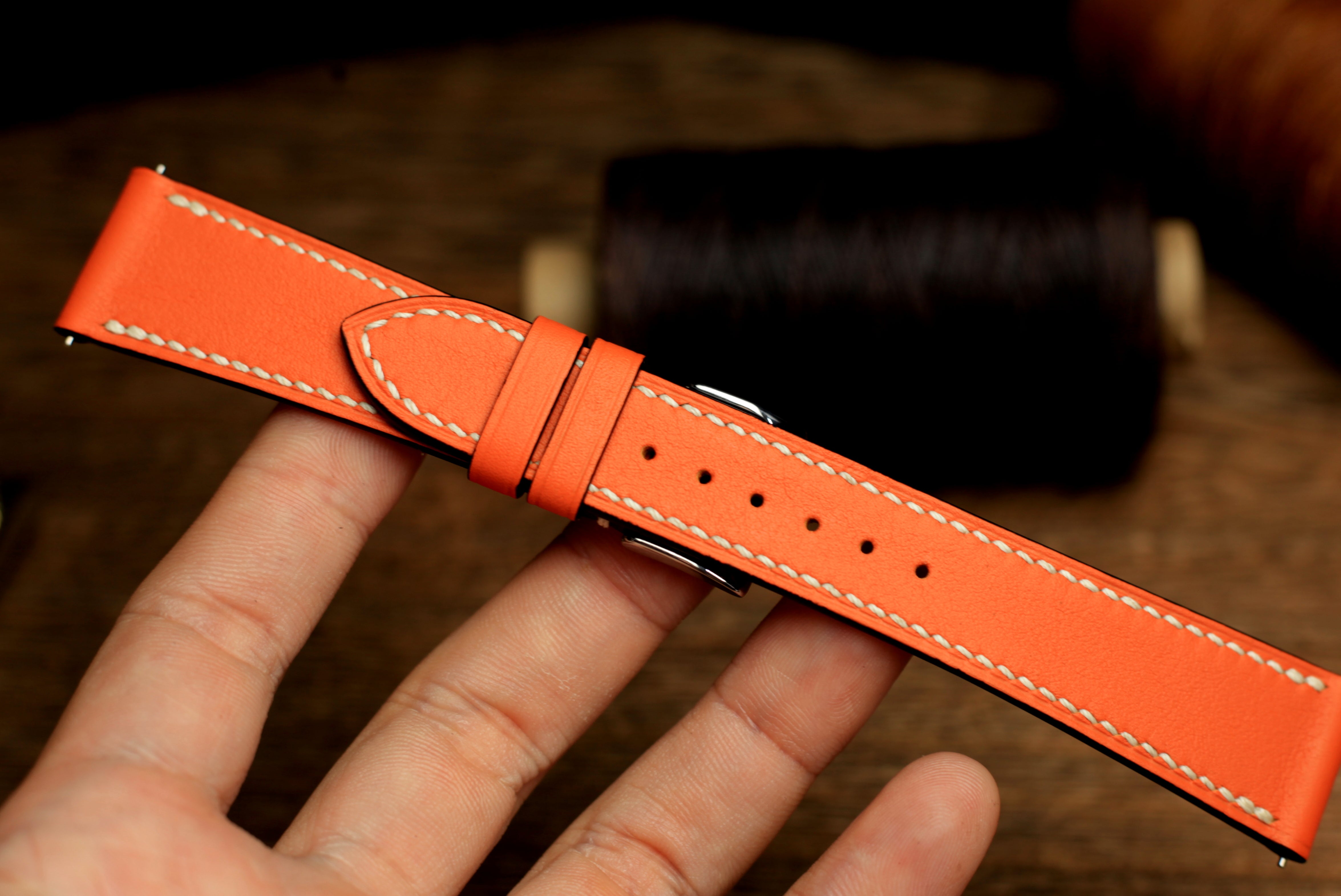 Swift Orange Leather Quick Release Watch Strap