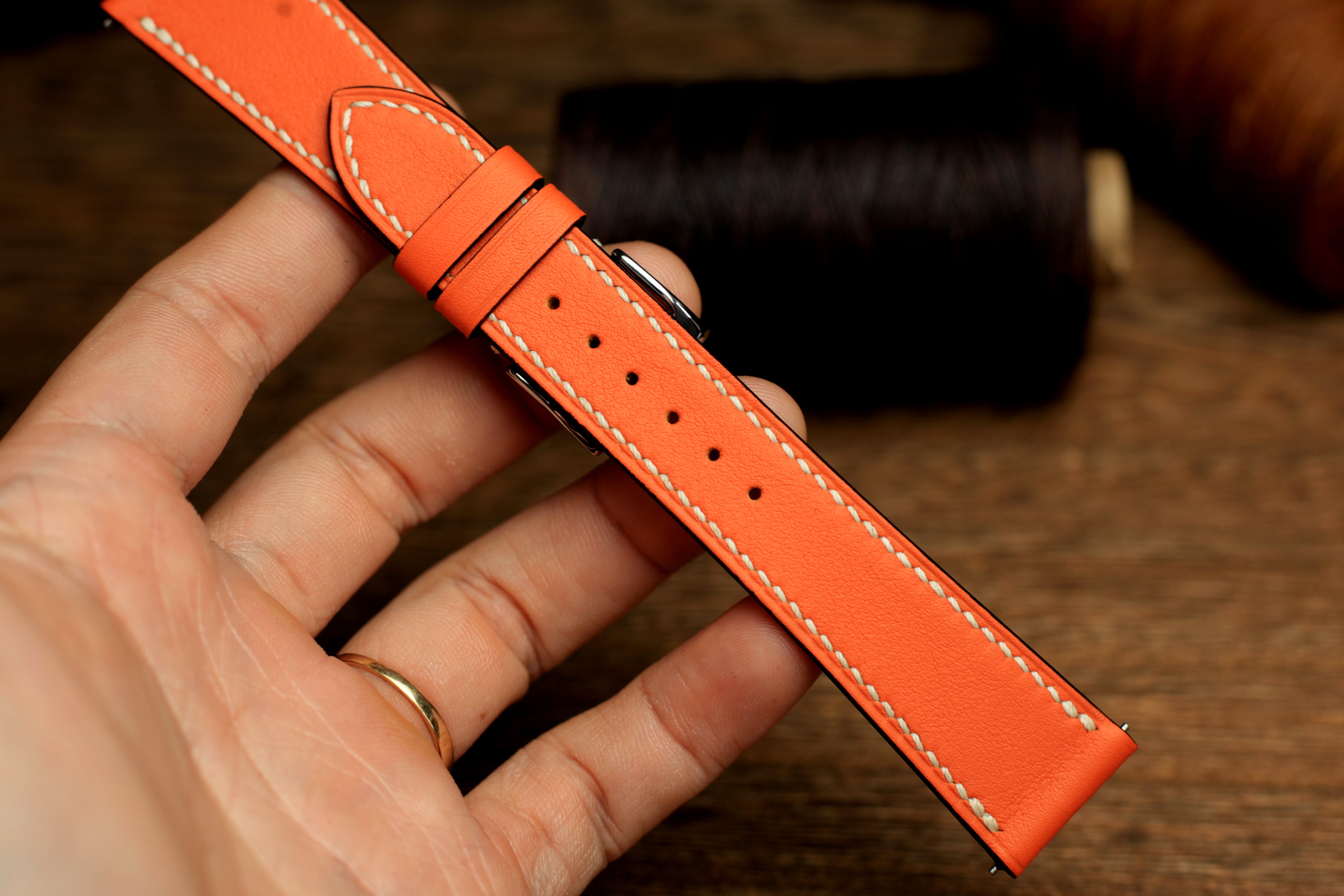 Swift Orange Leather Quick Release Watch Strap