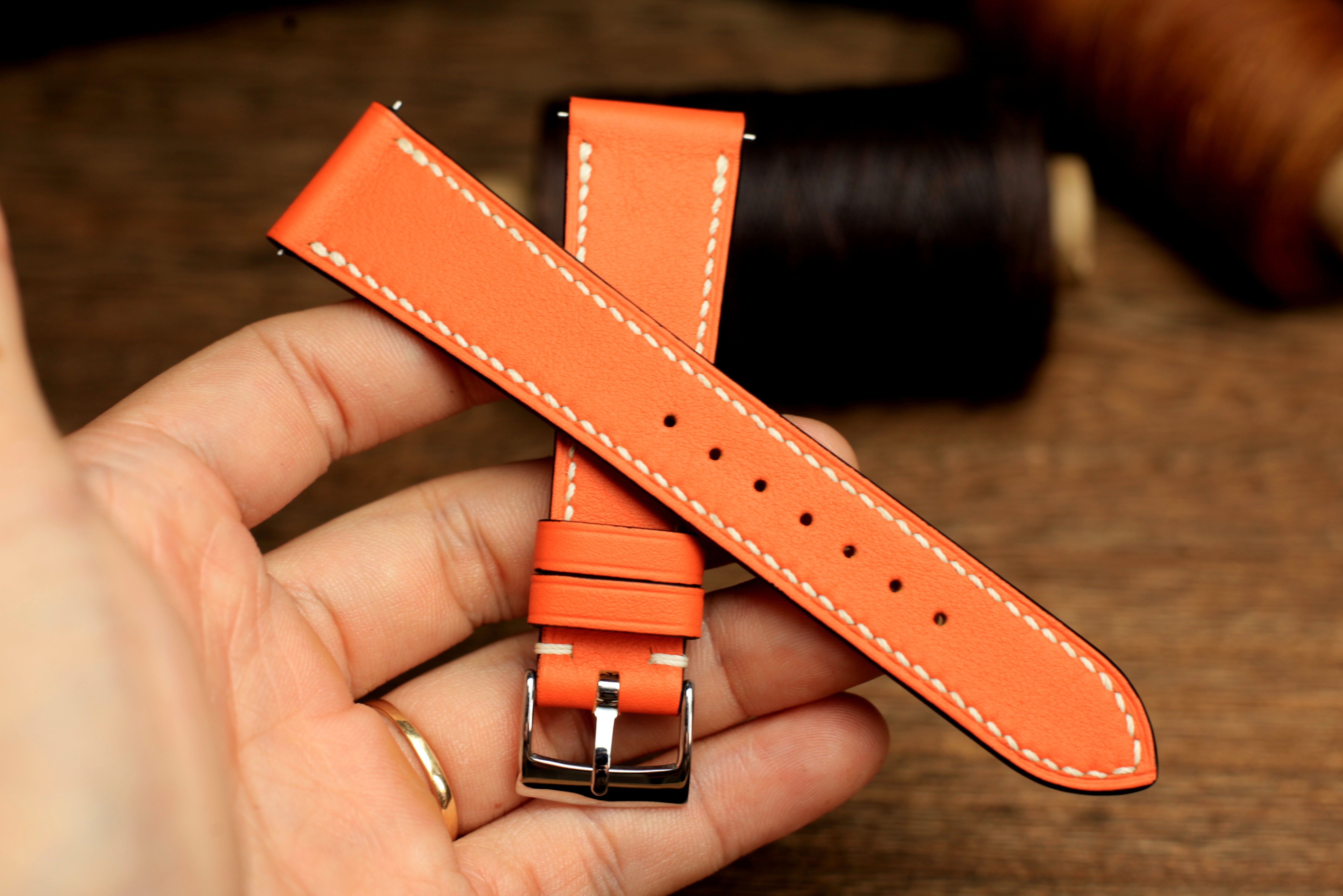 Swift Orange Leather Quick Release Watch Strap
