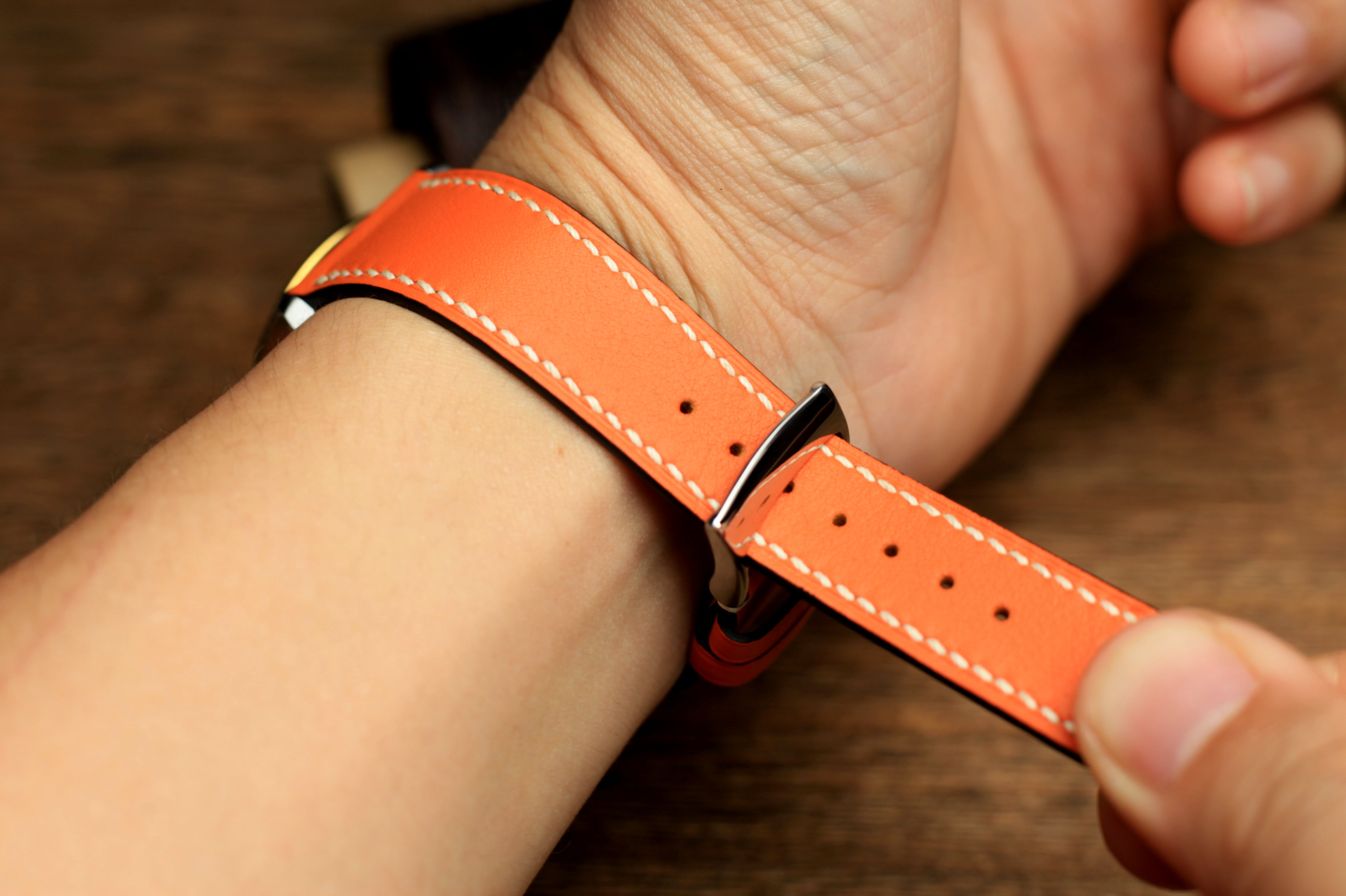 Swift Orange Leather Quick Release Watch Strap