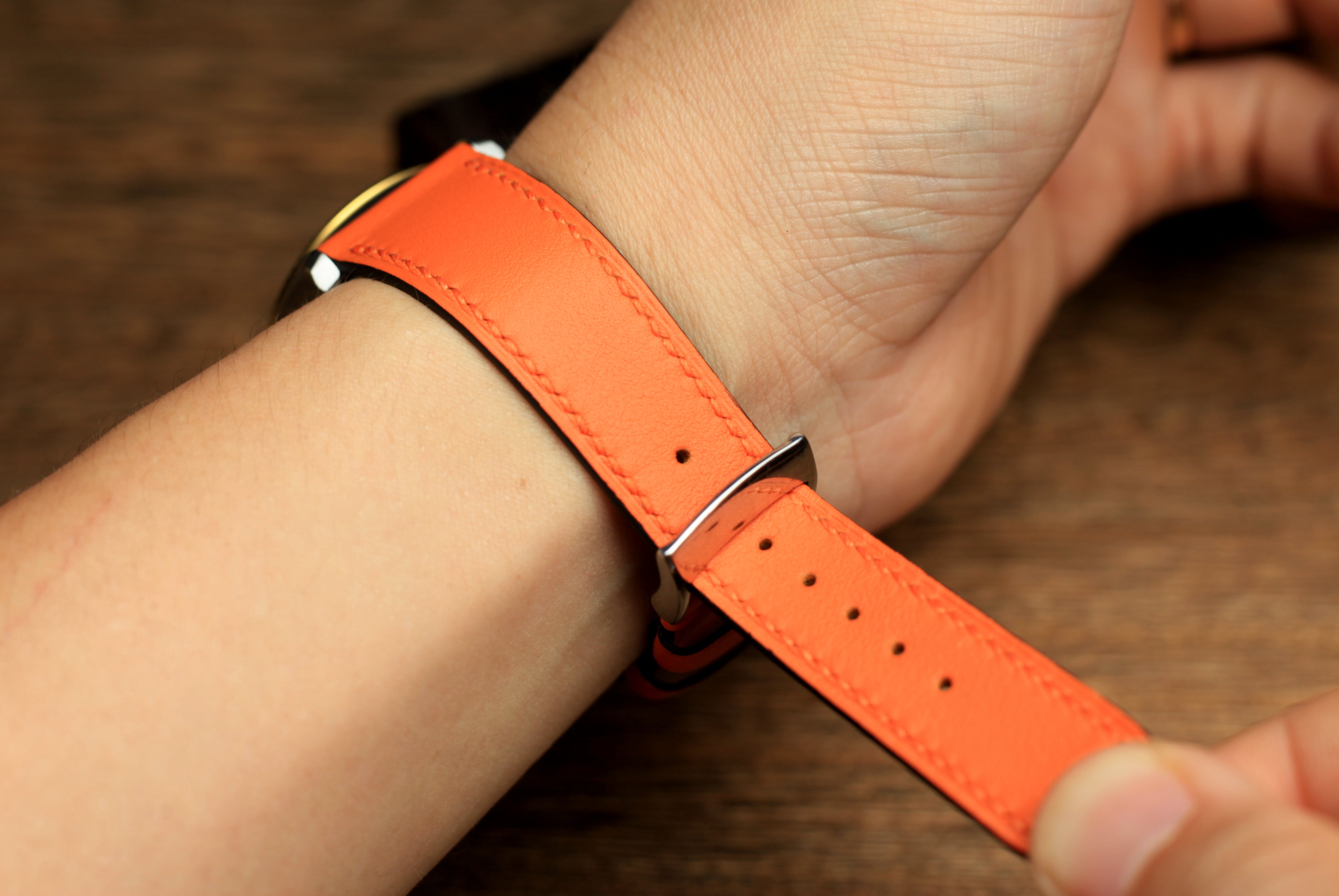 Swift Orange Leather Quick Release Watch Strap