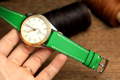 Swift Bamboo Green Leather Quick Release Watch Strap