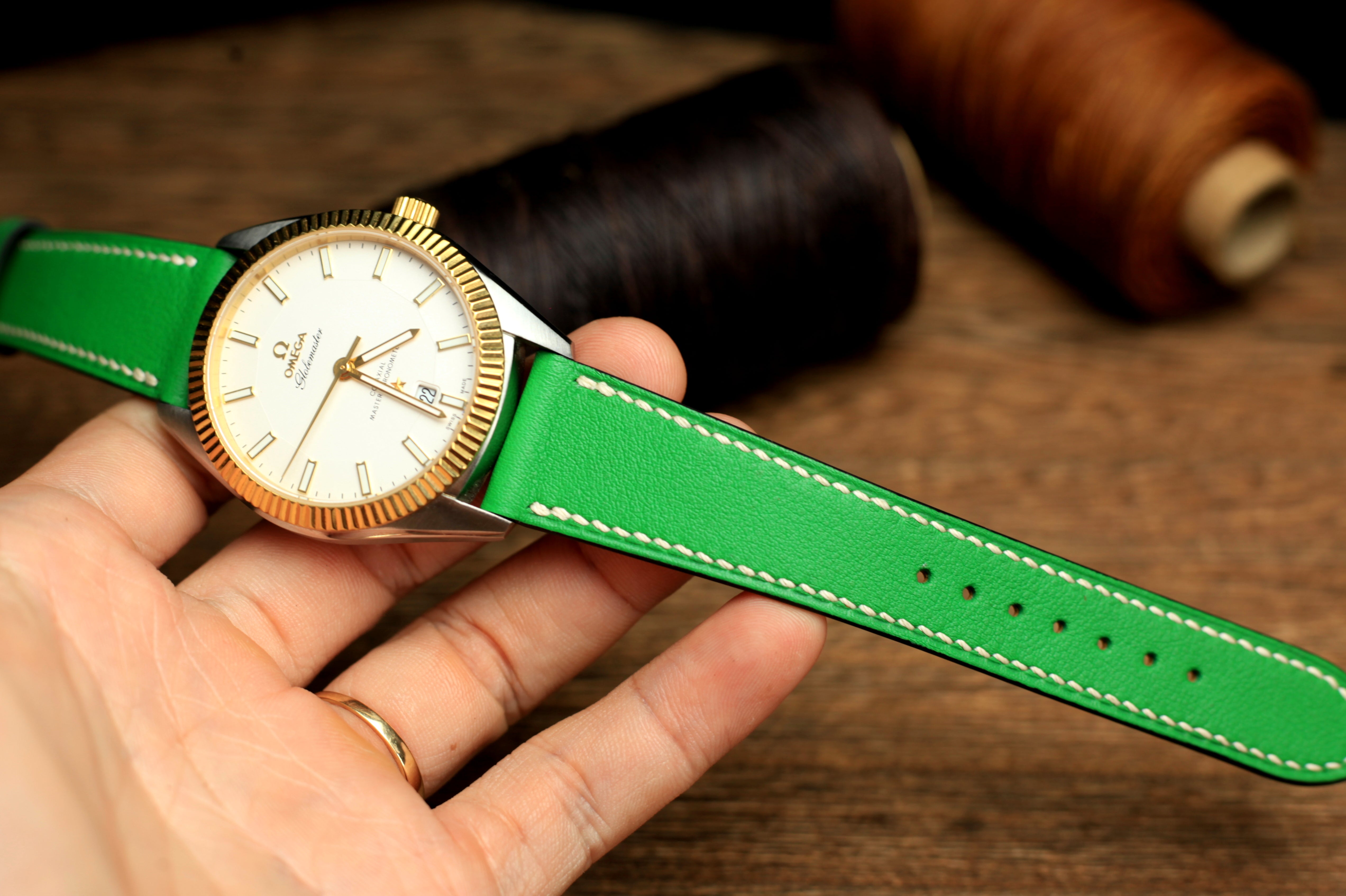 Swift Bamboo Green Leather Quick Release Watch Strap