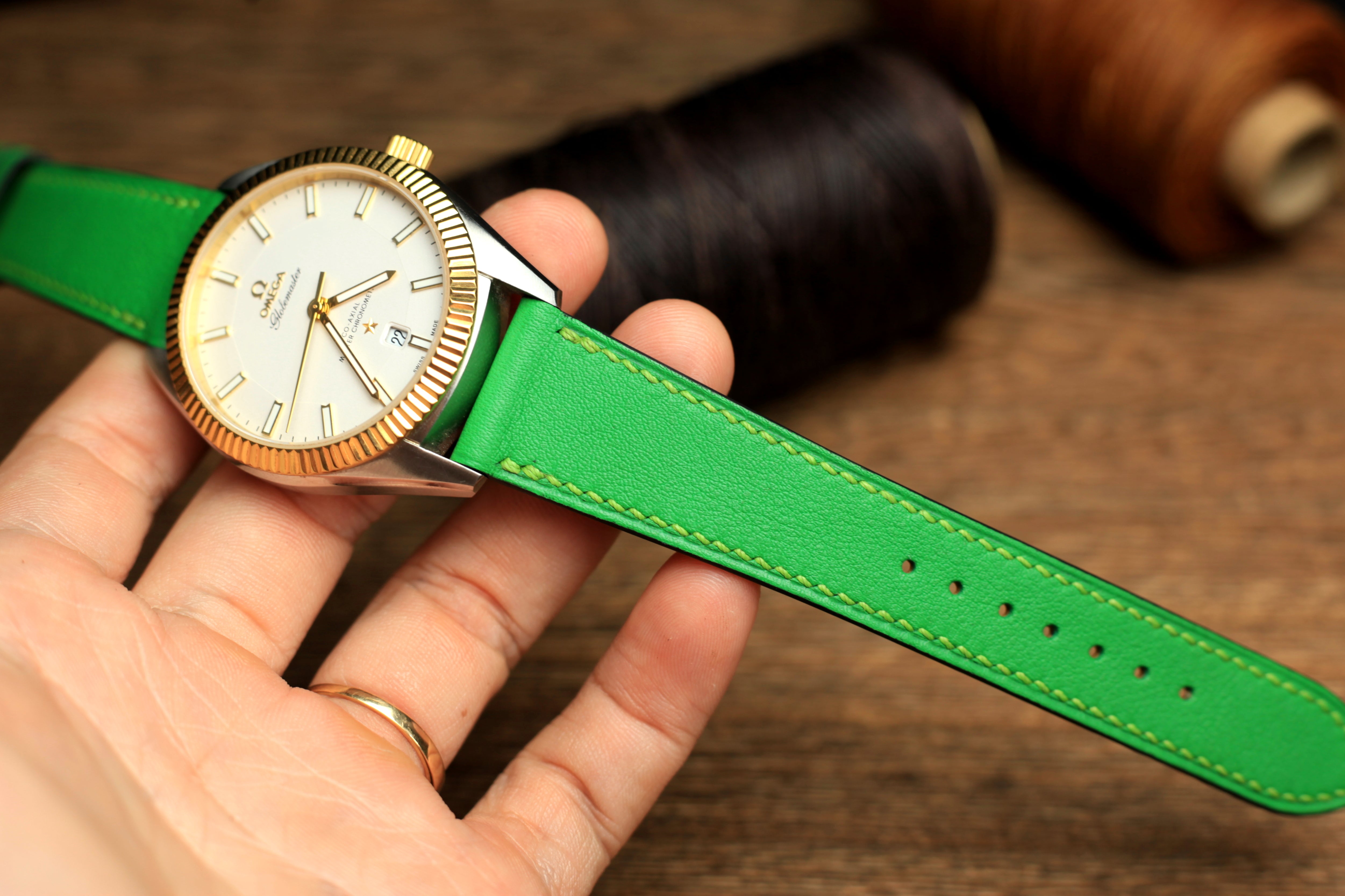 Swift Bamboo Green Leather Quick Release Watch Strap