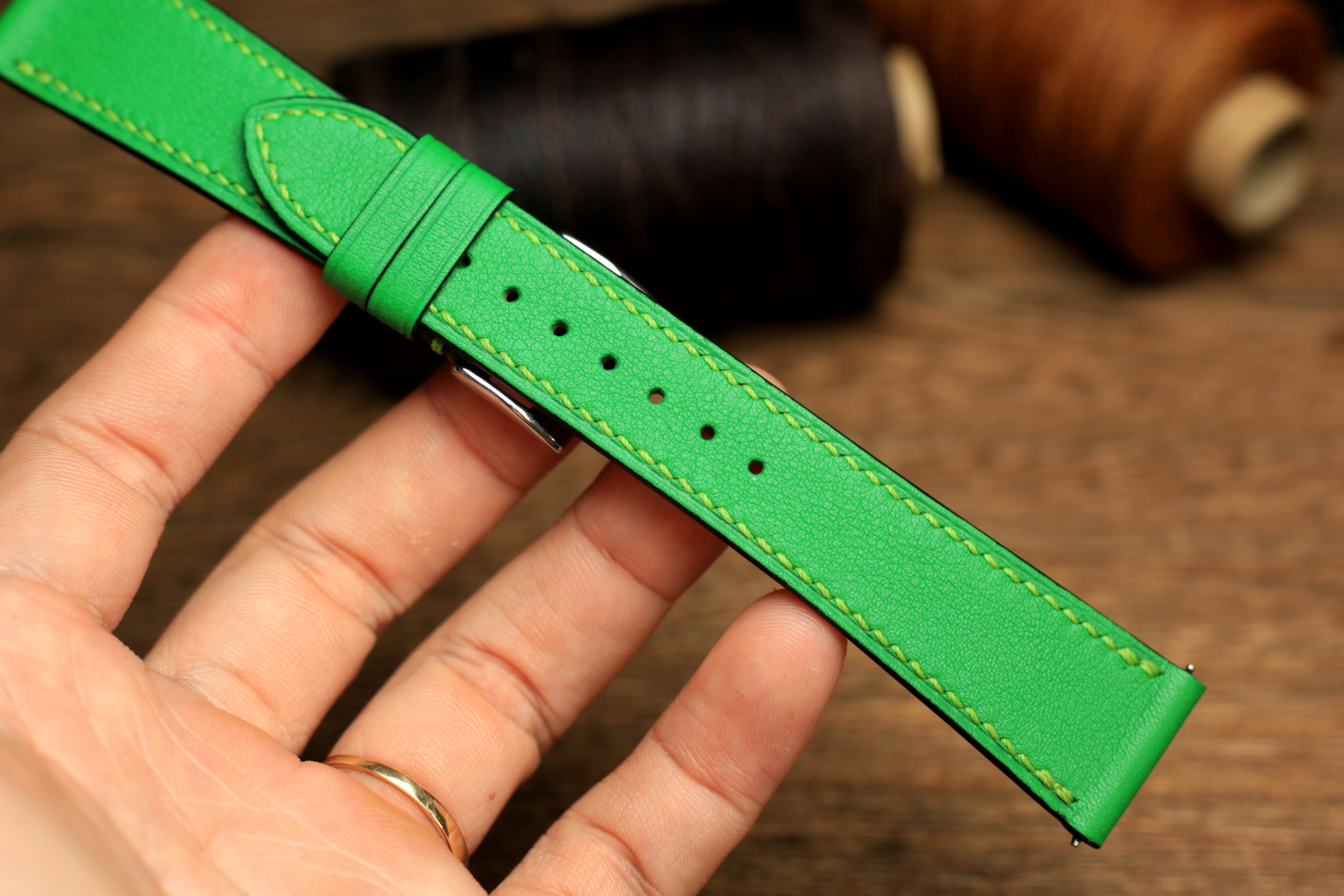 Swift Bamboo Green Leather Quick Release Watch Strap