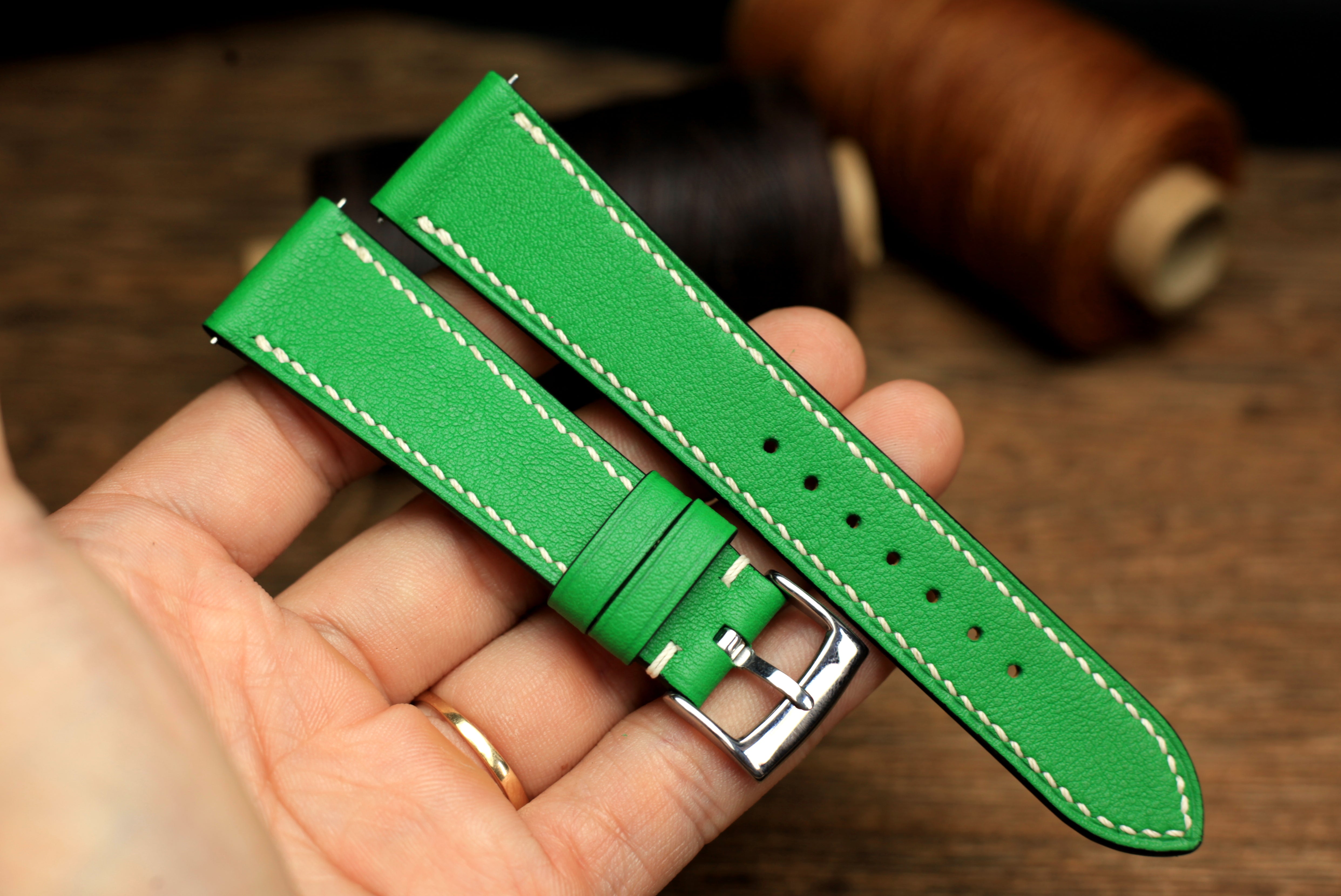 Swift Bamboo Green Leather Quick Release Watch Strap