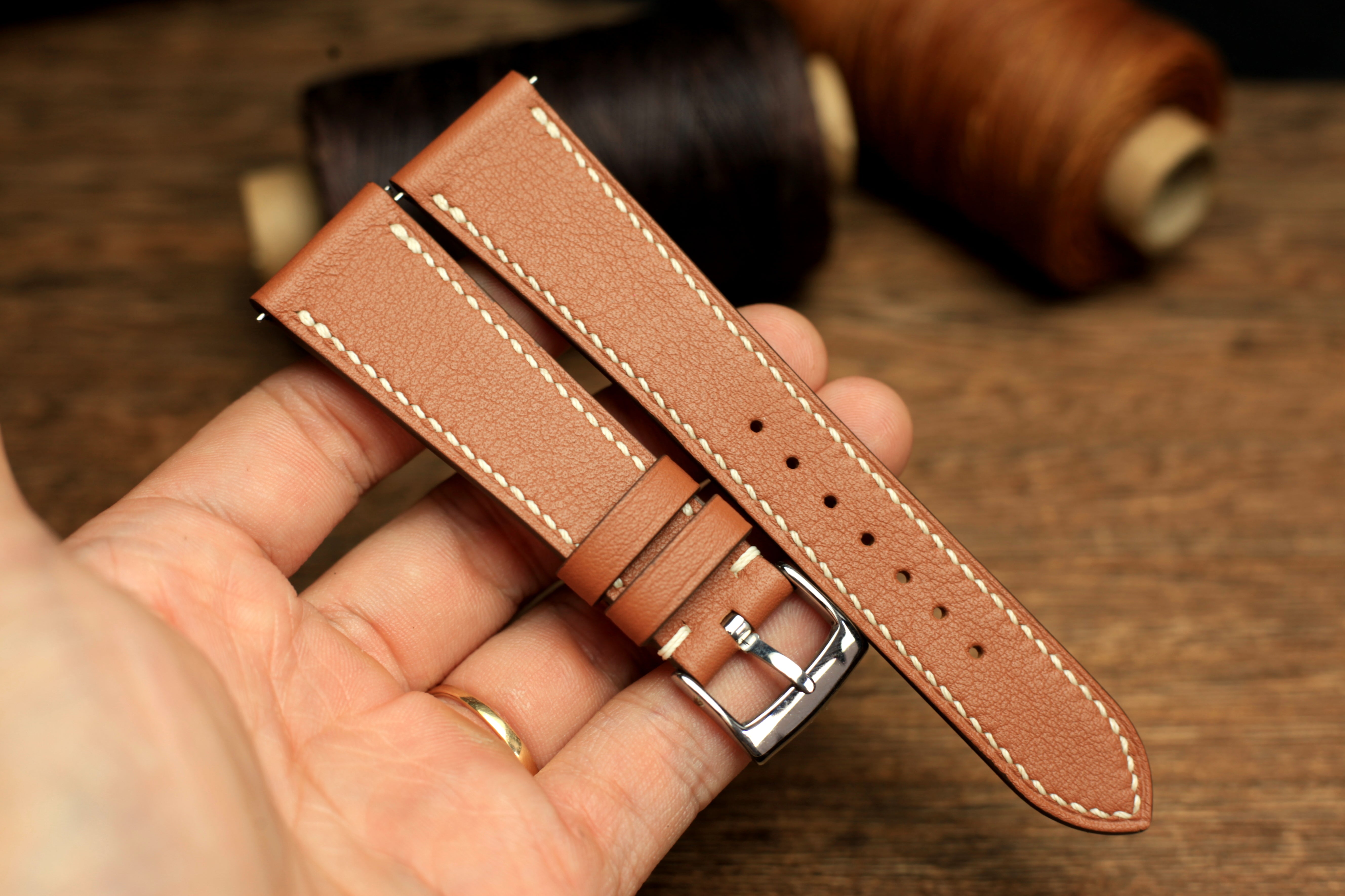 Swift Brown Leather Quick Release Watch Strap