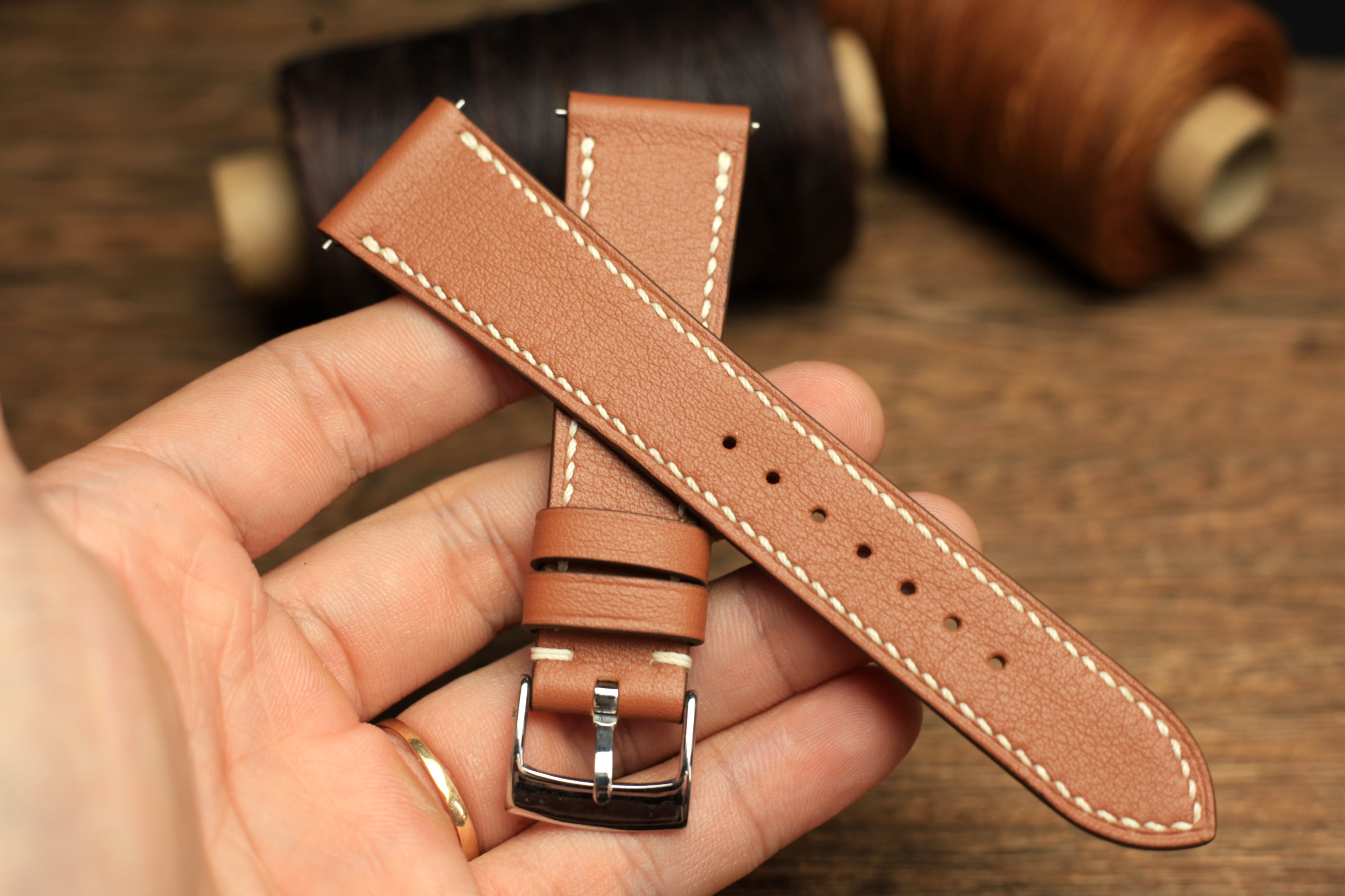 Swift Brown Leather Quick Release Watch Strap